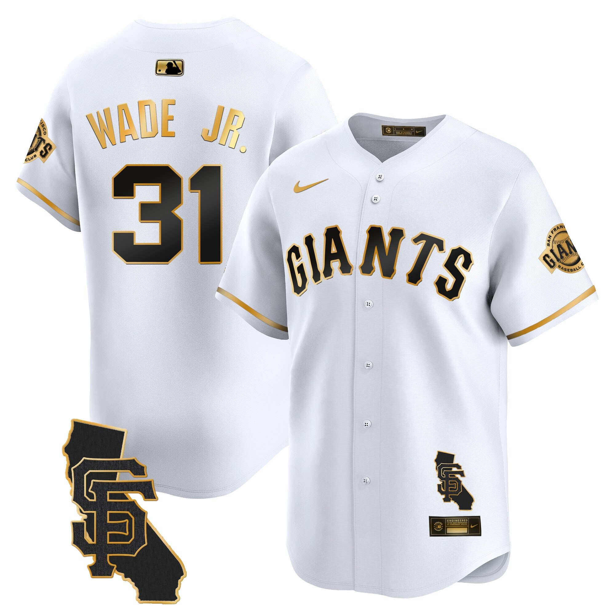 Men's LaMonte Wade Jr. San Francisco Giants California Patch Vapor Premier Limited White Gold Jersey - All Stitched