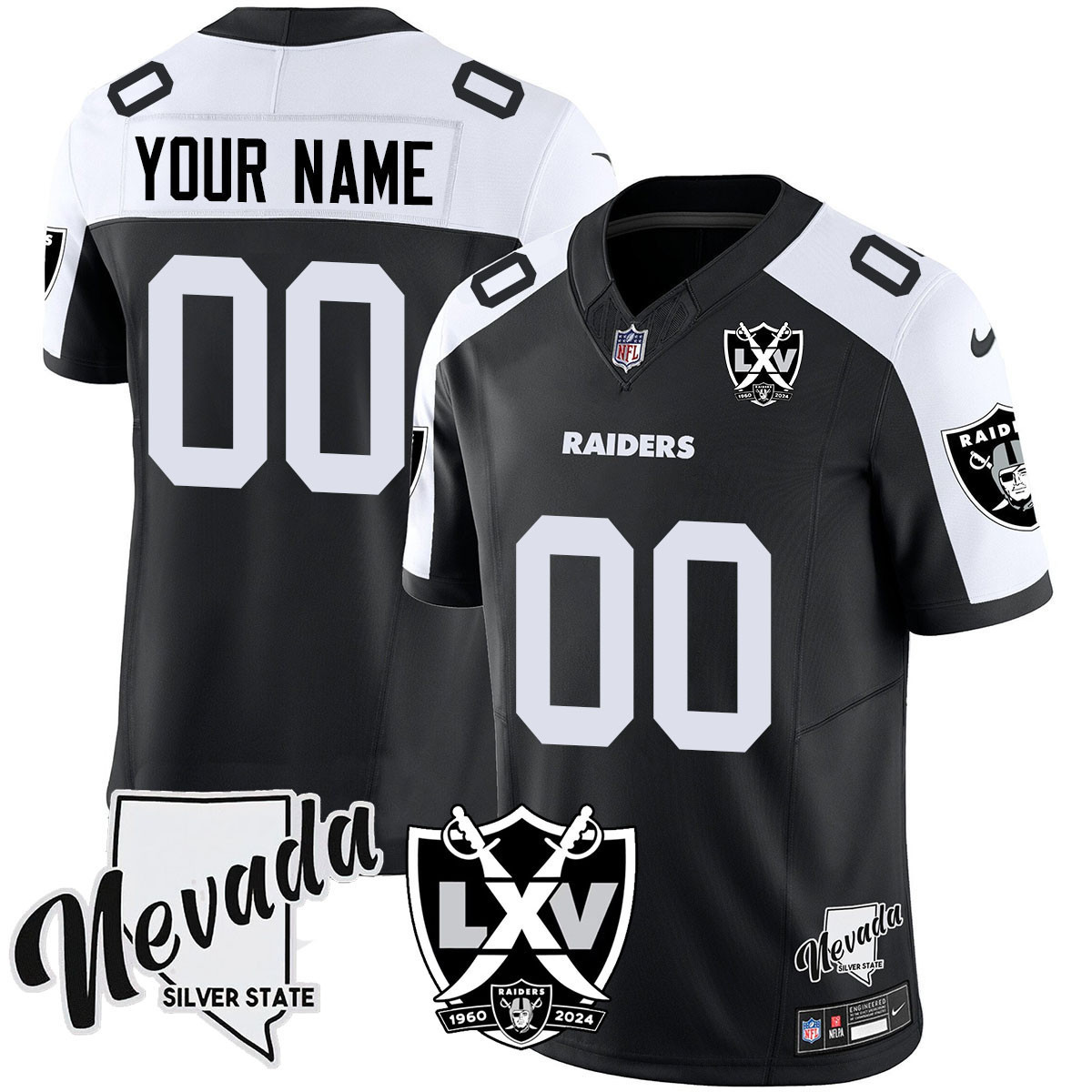 Men's Las Vegas Raiders 2024 Vapor Limited Custom Black Alternate Jersey - 65th Anniversary - All Stitched