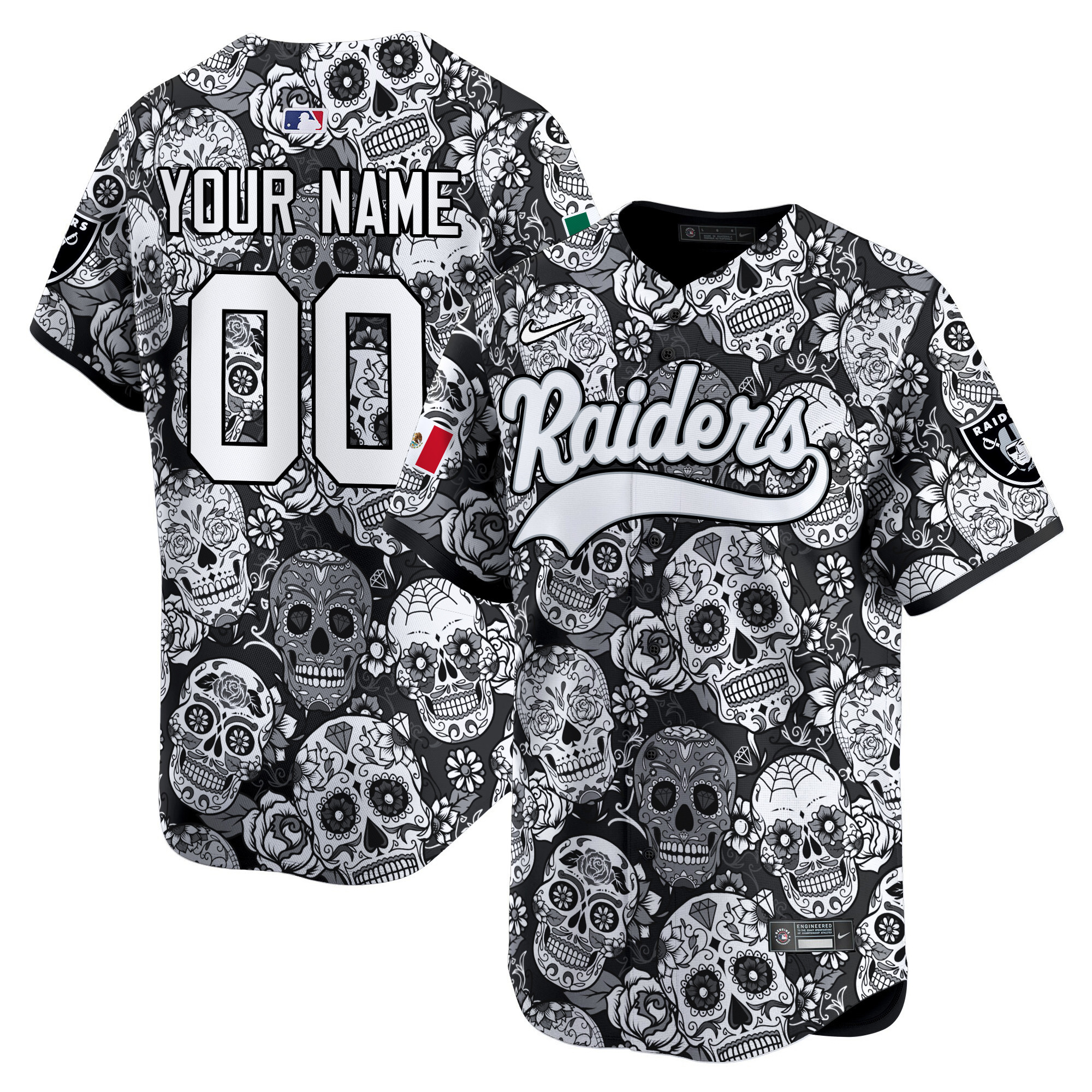 Men's Las Vegas Raiders Sugar Skull Mexico Vapor Premier Limited Custom Black Jersey - Printed