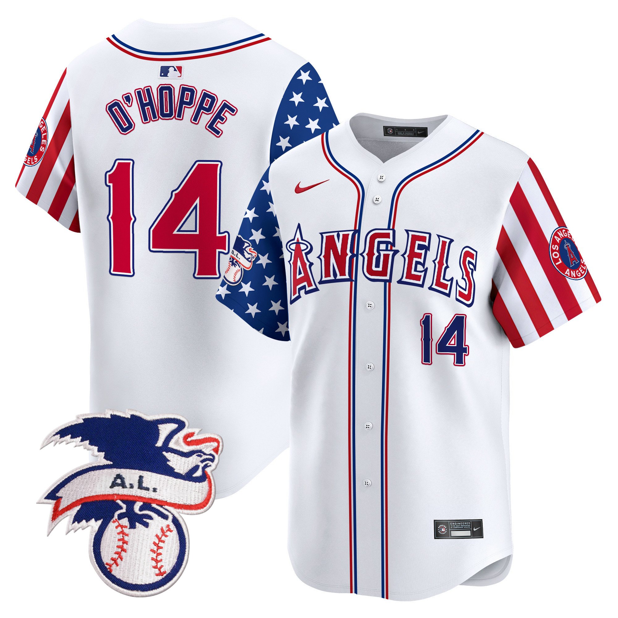 Men's Logan O'Hoppe Los Angeles Angels 2024 Fourth of July Vapor Premier Limited White Jersey - All Stitched