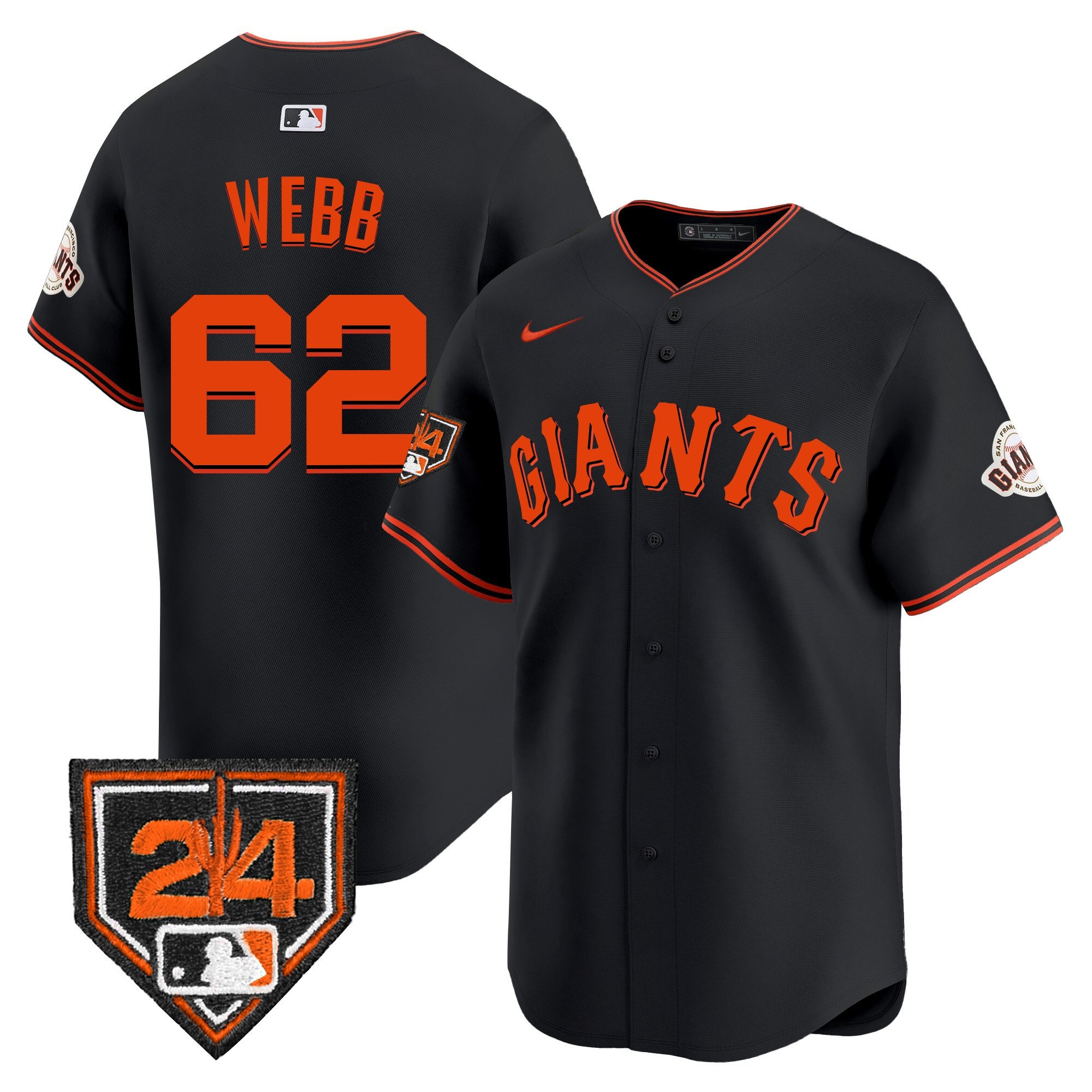 Men's Logan Webb San Francisco Giants 2024 Spring Training Vapor Premier Limited Black Jersey - All Stitched