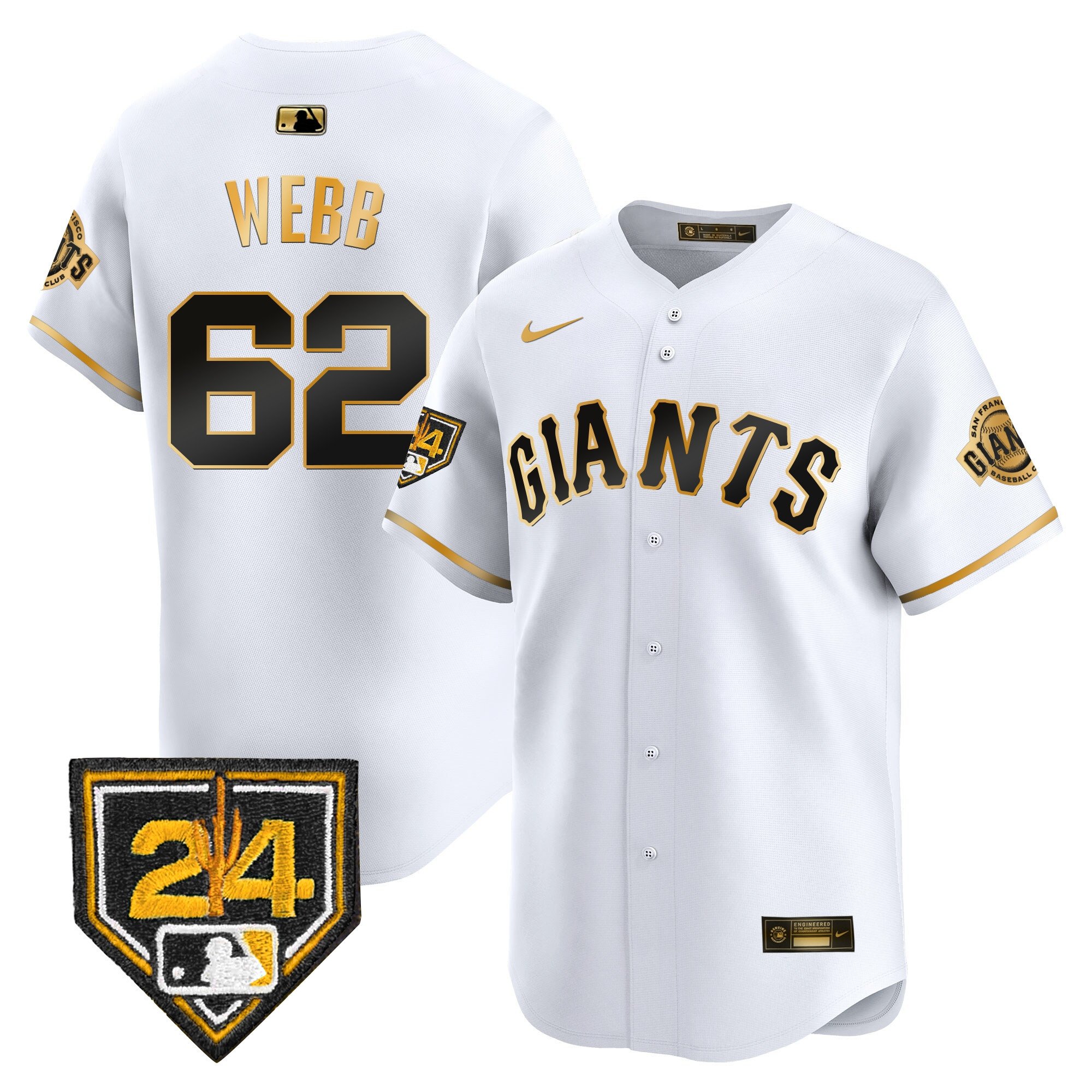 Men's Logan Webb San Francisco Giants 2024 Spring Training Vapor Premier Limited White Gold Jersey - All Stitched