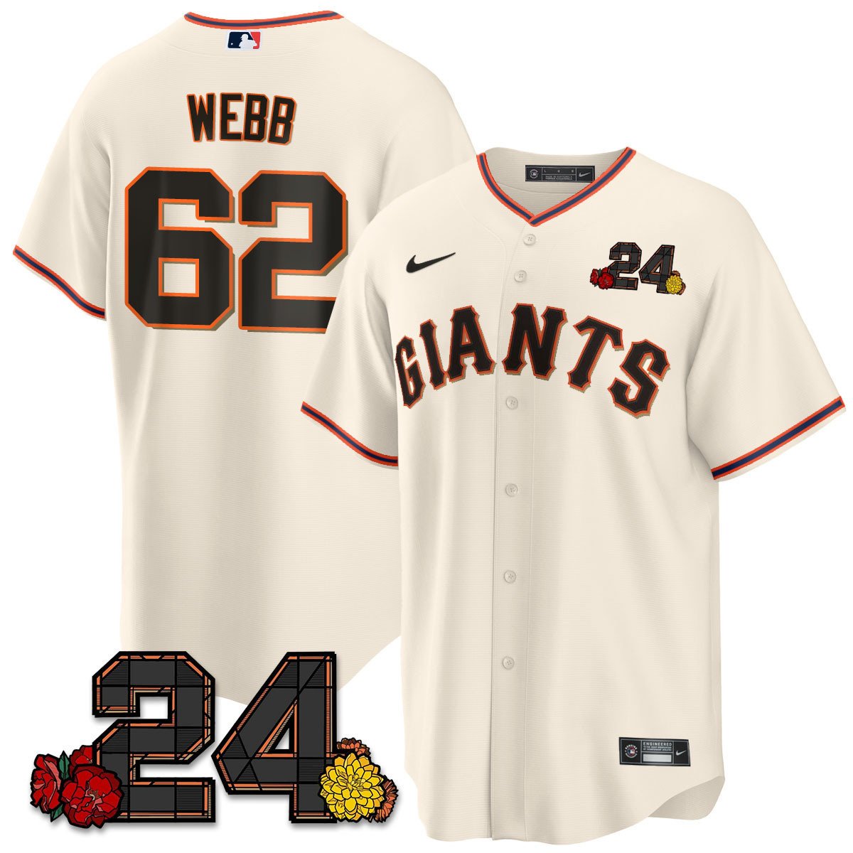 Men's Logan Webb San Francisco Giants 2024 Willie Mays Patch Vapor Premier Limited Cream Home Jersey V2 - All Stitched