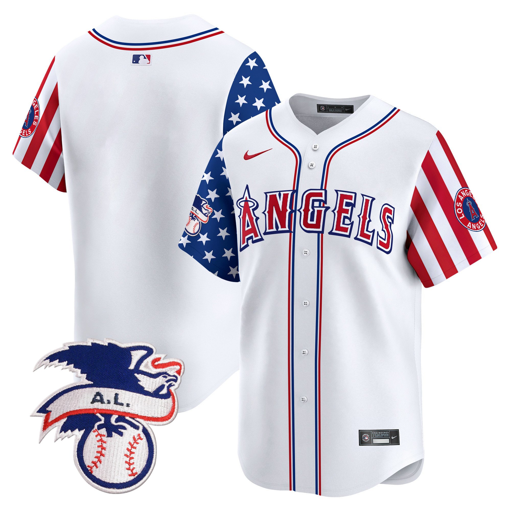 Men's Los Angeles Angels 2024 Fourth of July Vapor Premier Limited White Jersey - All Stitched