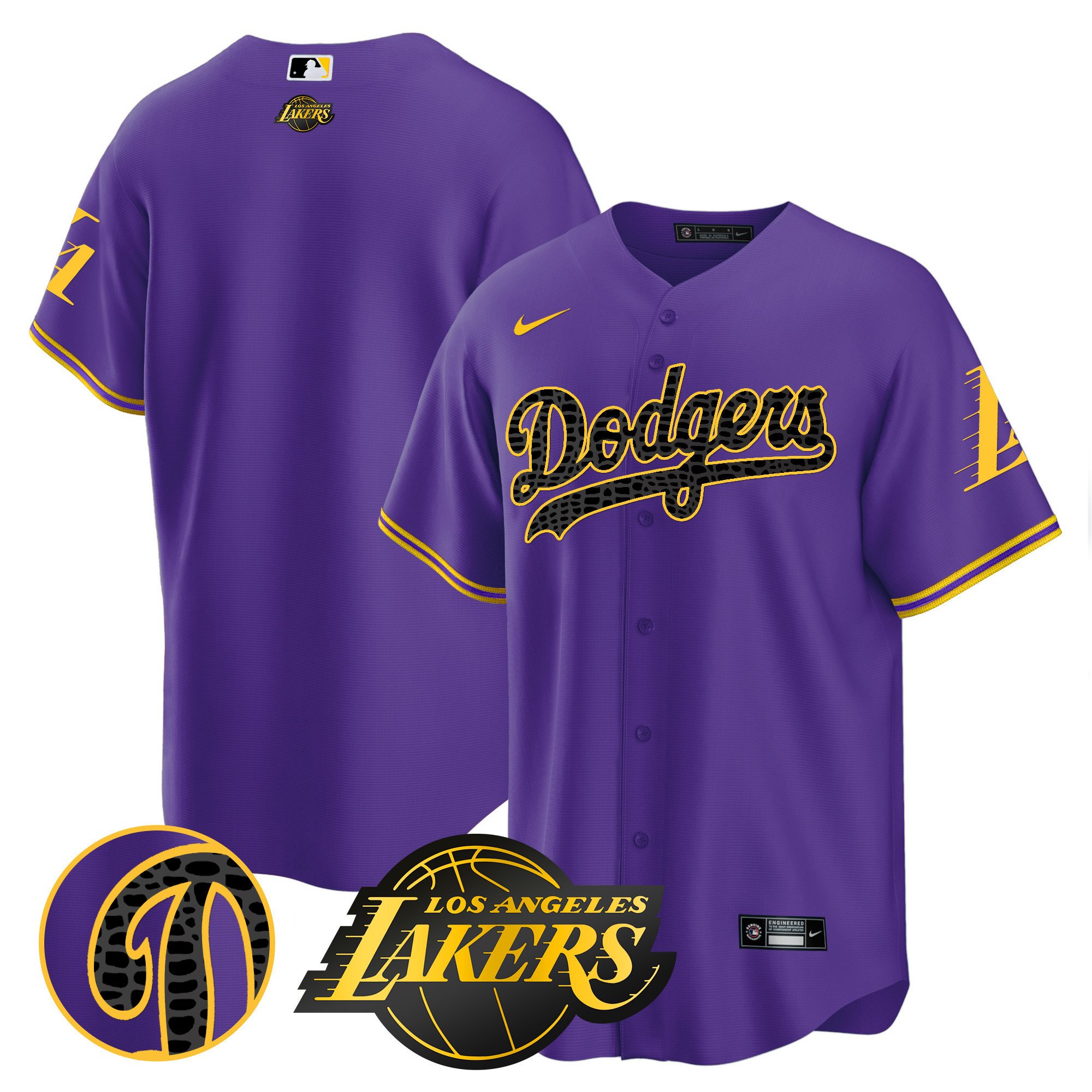 Men's Los Angeles Dodgers Cool Base Mamba Purple Jersey V2 - All Stitched