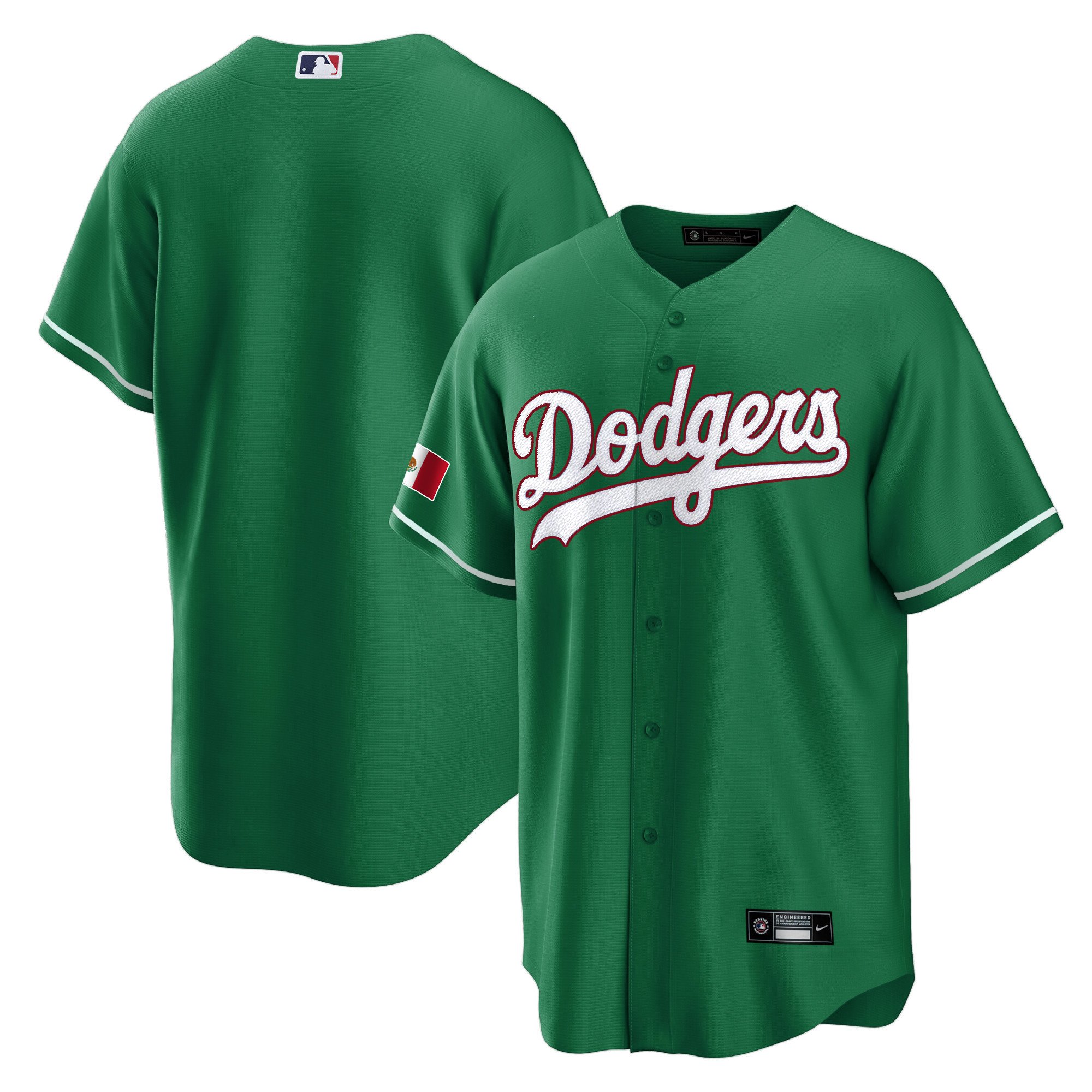 Men's Los Angeles Dodgers Mexico Cool Base Green Jersey - All Stitched