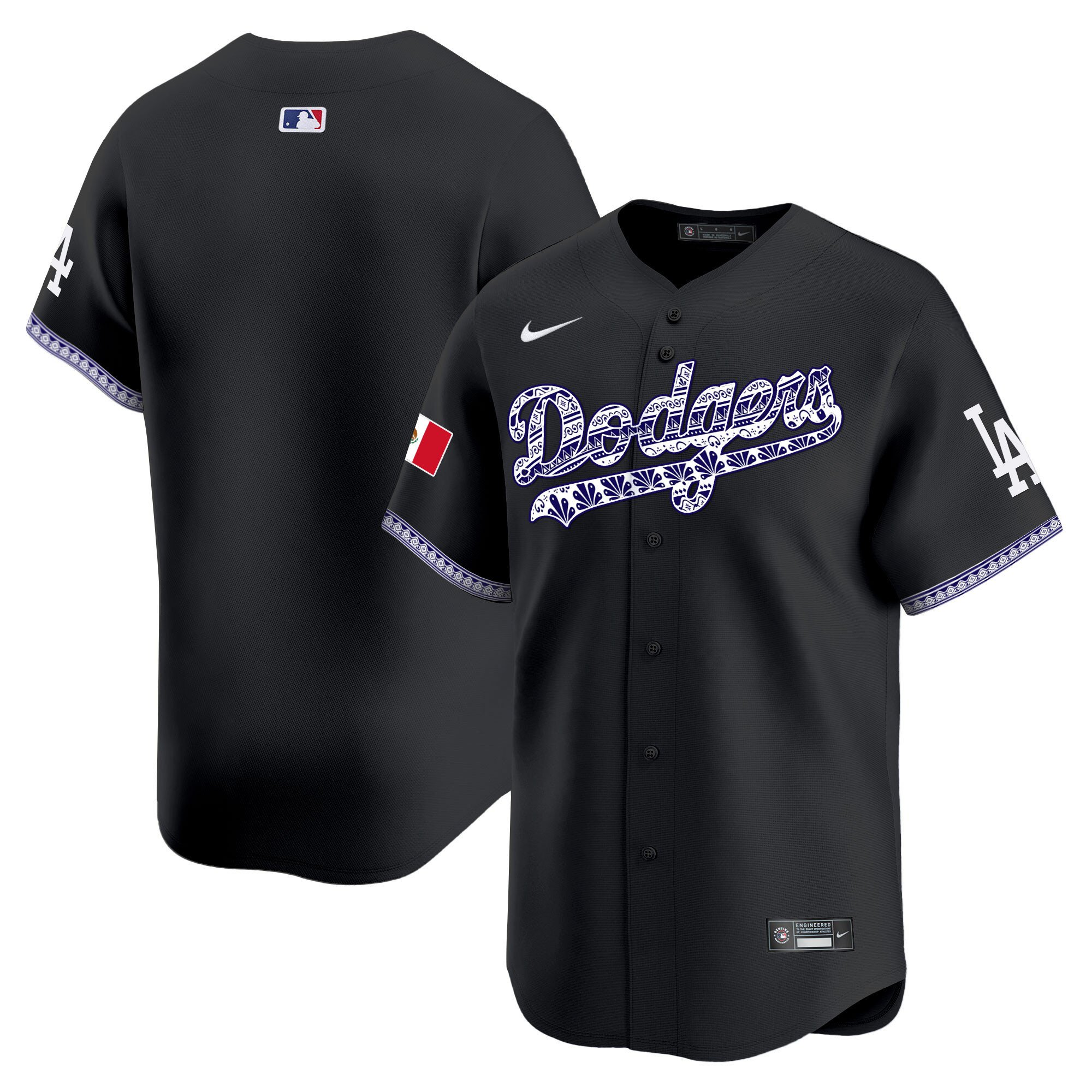 Men's Los Angeles Dodgers Mexico Vapor Premier Limited Black Jersey V3 - All Stitched