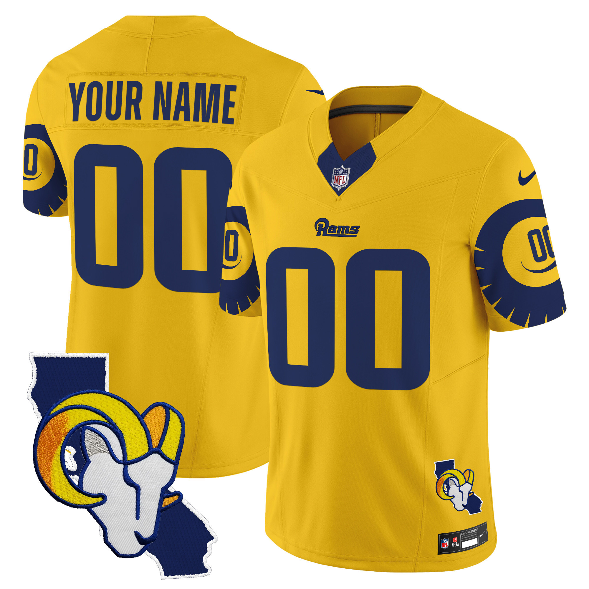 Men's Los Angeles Rams Special Vapor Limited Custom Gold Jersey V2 - All Stitched