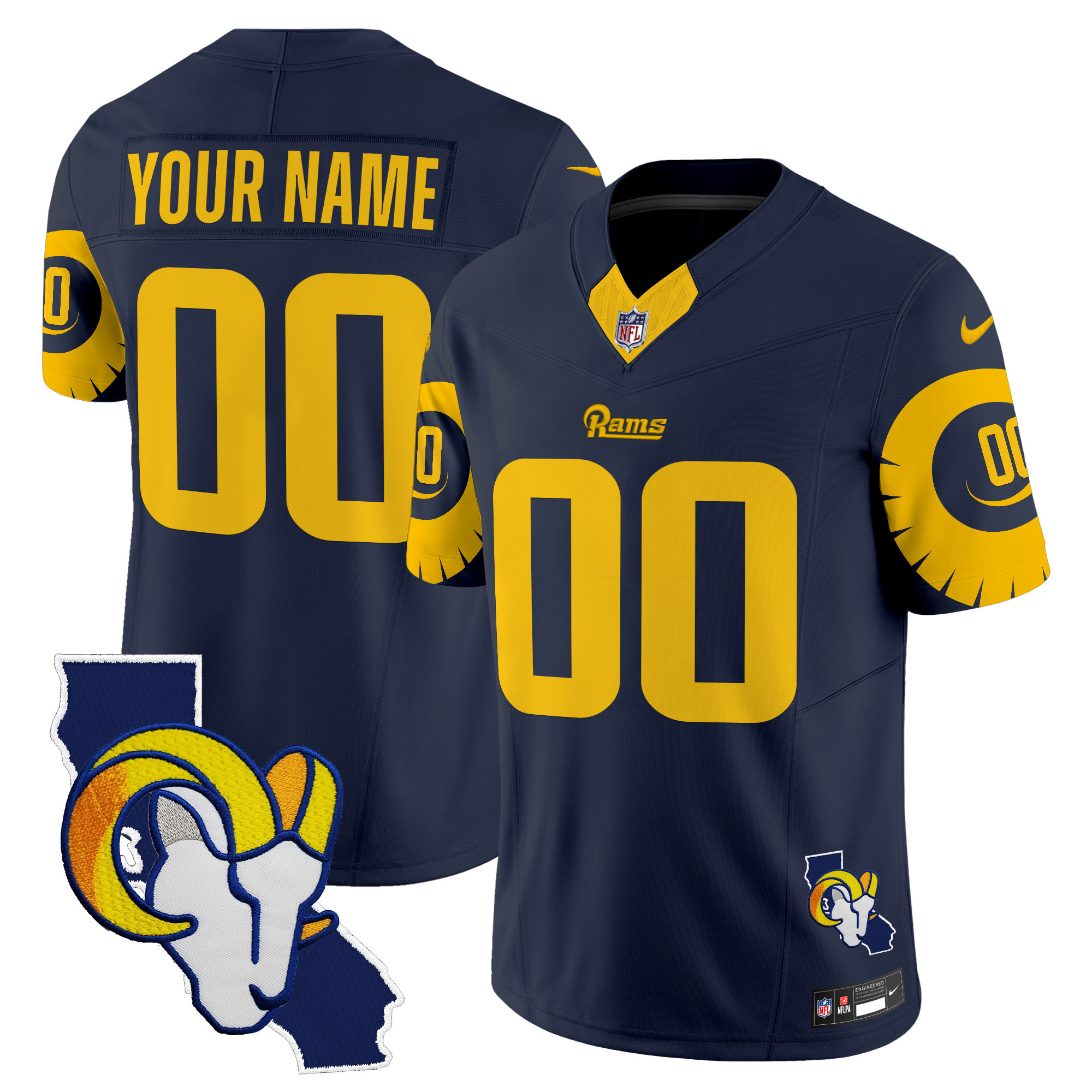 Men's Los Angeles Rams Special Vapor Limited Custom Navy Jersey V2 - All Stitched