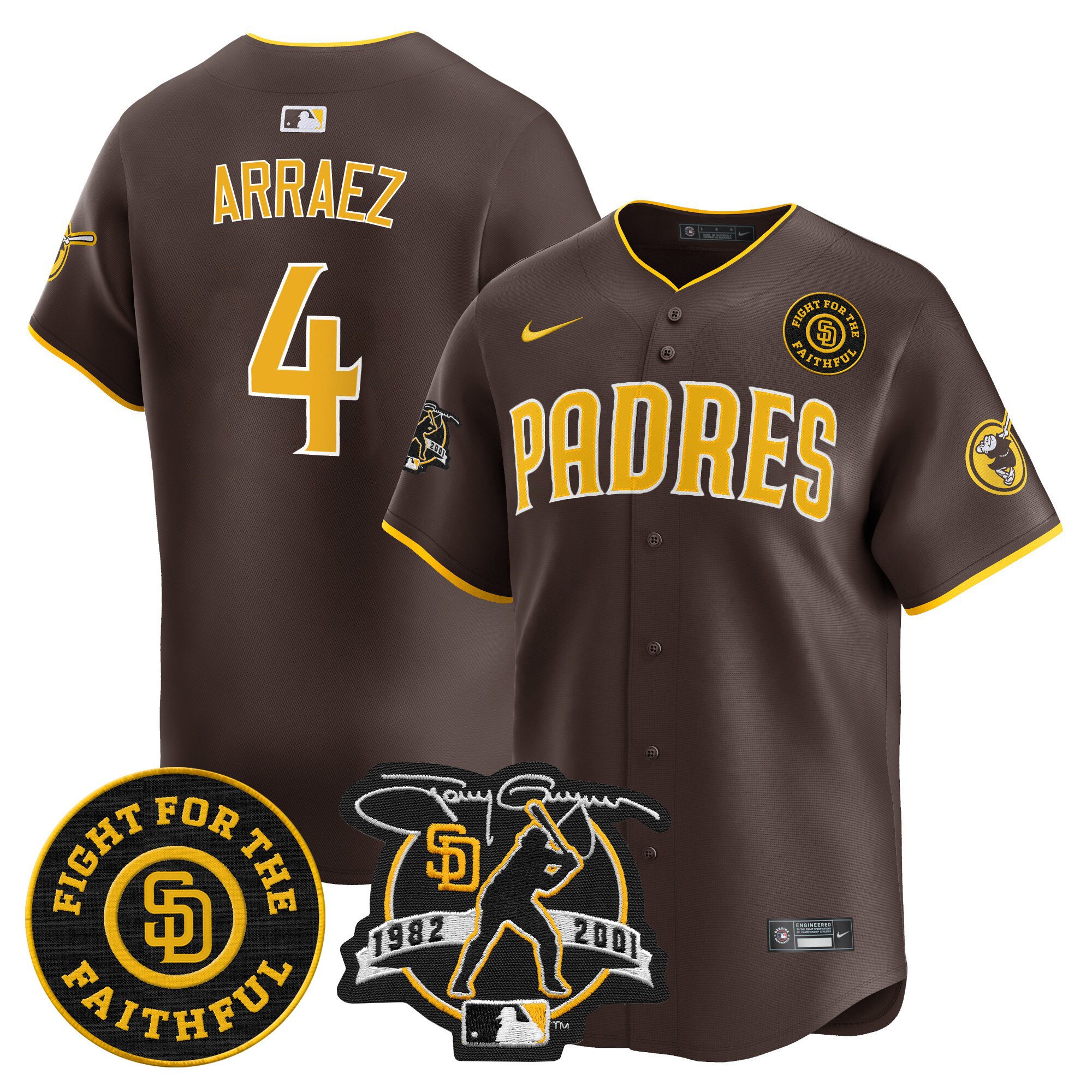 Men's Luis Arraez San Diego Padres Tony Gwynn & Faithful Patch Vapor Premier Limited Brown Jersey Ã± All Stitched