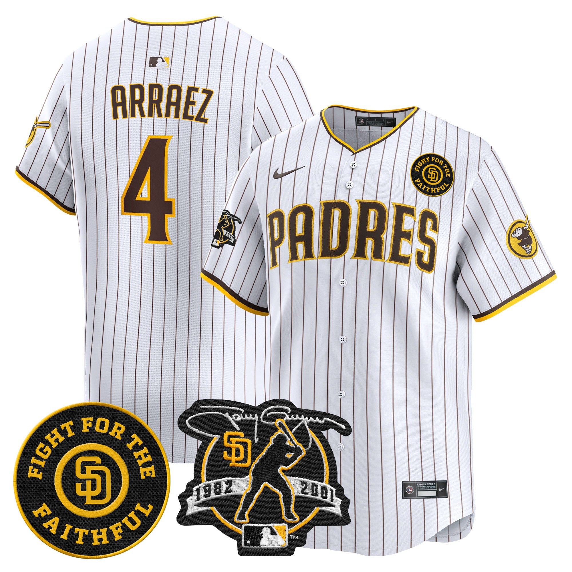 Men's Luis Arraez San Diego Padres Tony Gwynn & Faithful Patch Vapor Premier Limited White Jersey Ã± All Stitched