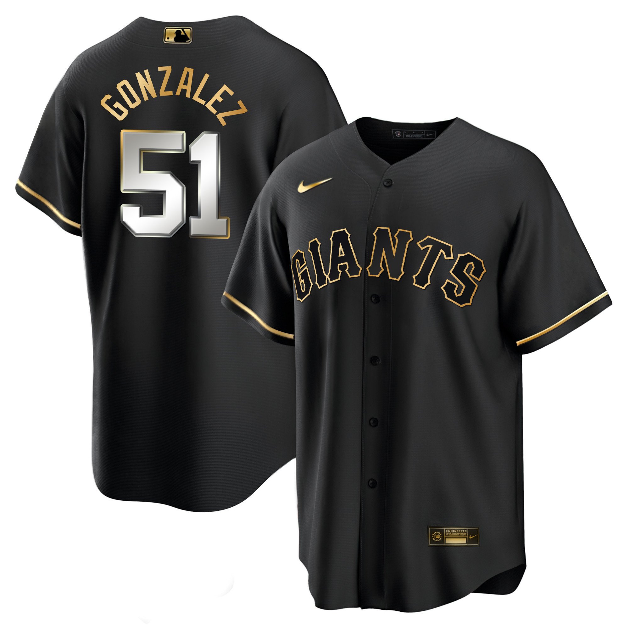 Men's Luis Gonzalez San Francisco Giants Black Limited & Gold Cool Black Limited Jersey - All Stitched