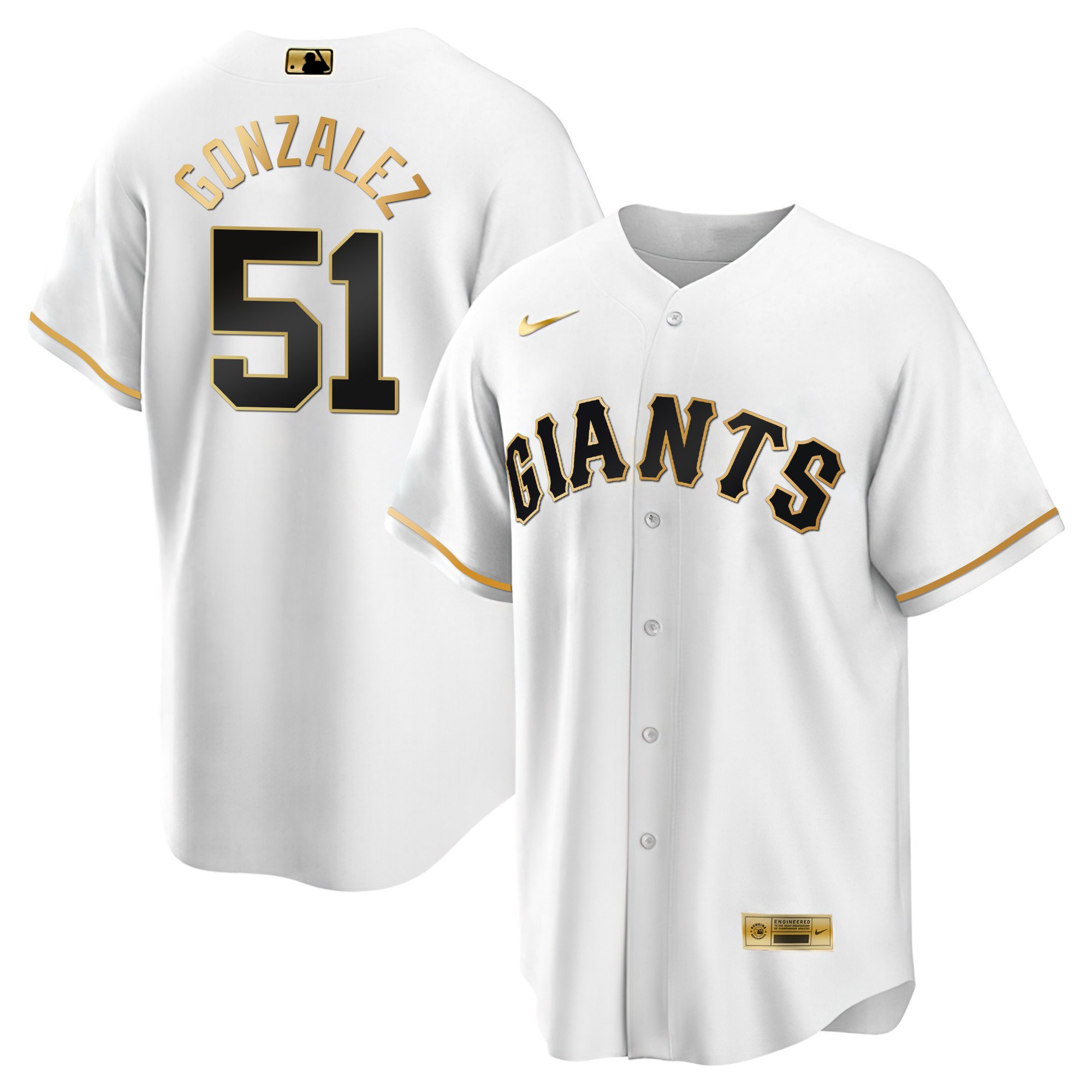Men's Luis Gonzalez San Francisco Giants Black Limited & Gold Cool White Gold Jersey - All Stitched