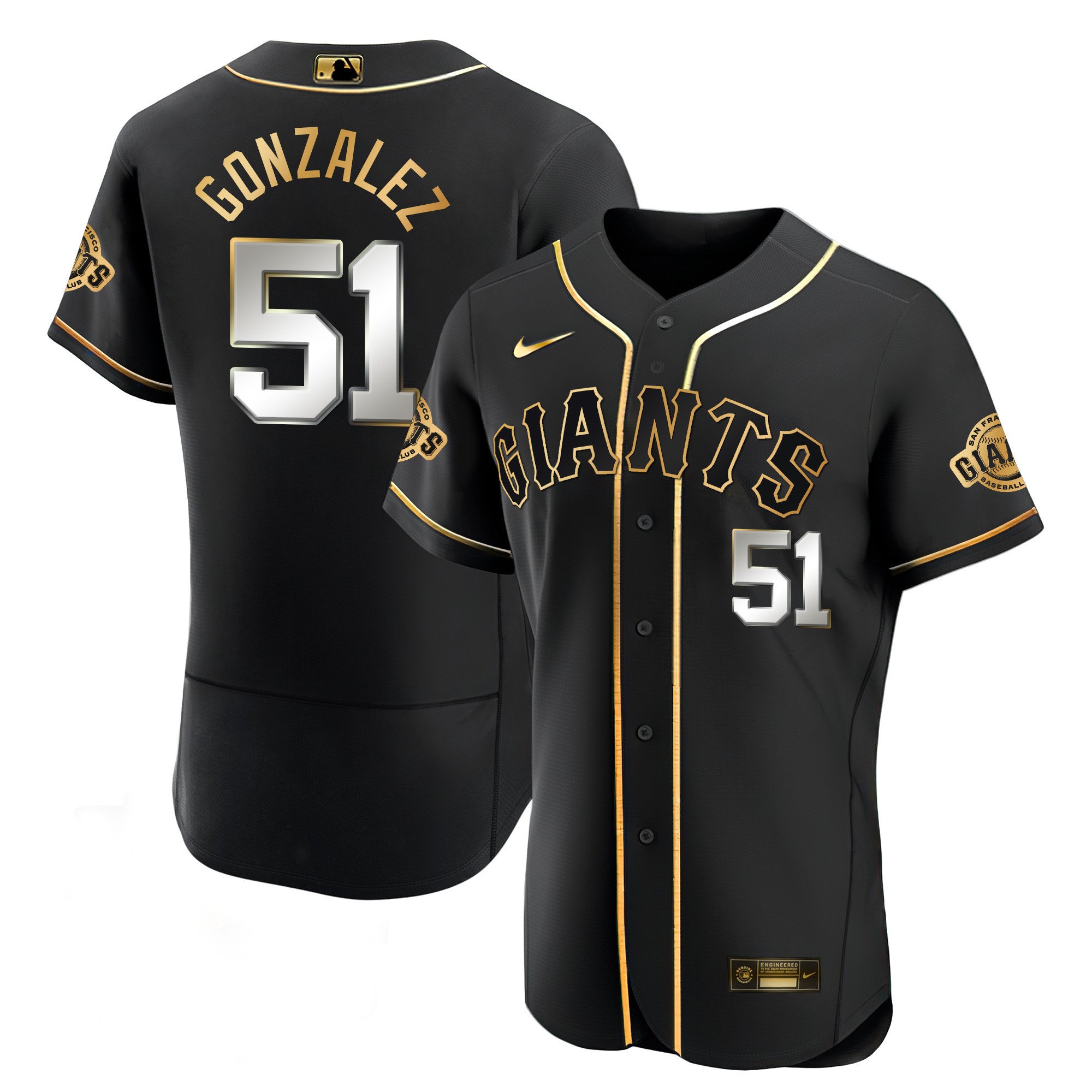 Men's Luis Gonzalez San Francisco Giants Black Limited & Gold Flex Black Limited Jersey - All Stitched