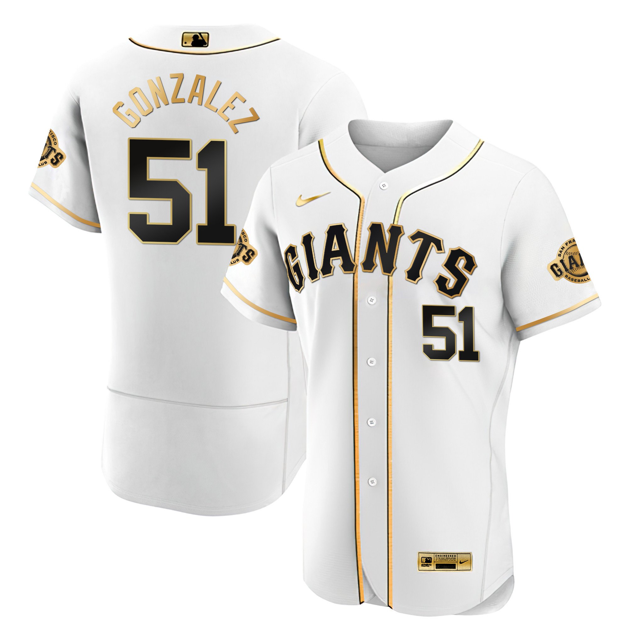 Men's Luis Gonzalez San Francisco Giants Black Limited & Gold Flex White Gold Jersey - All Stitched