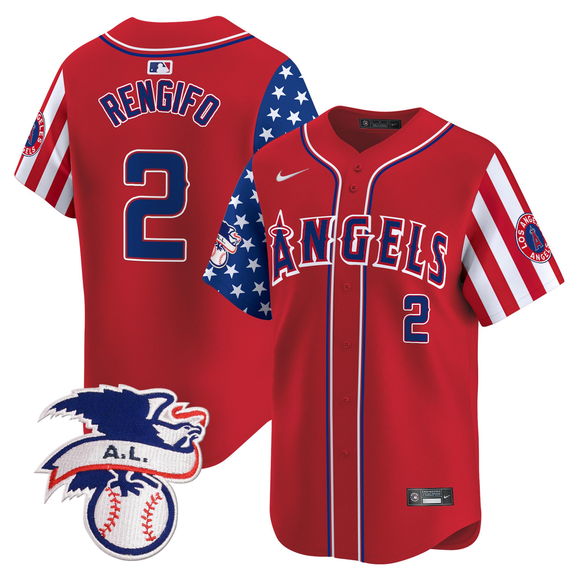 Men's Luis Rengifo Los Angeles Angels 2024 Fourth of July Vapor Premier Limited Red Jersey - All Stitched