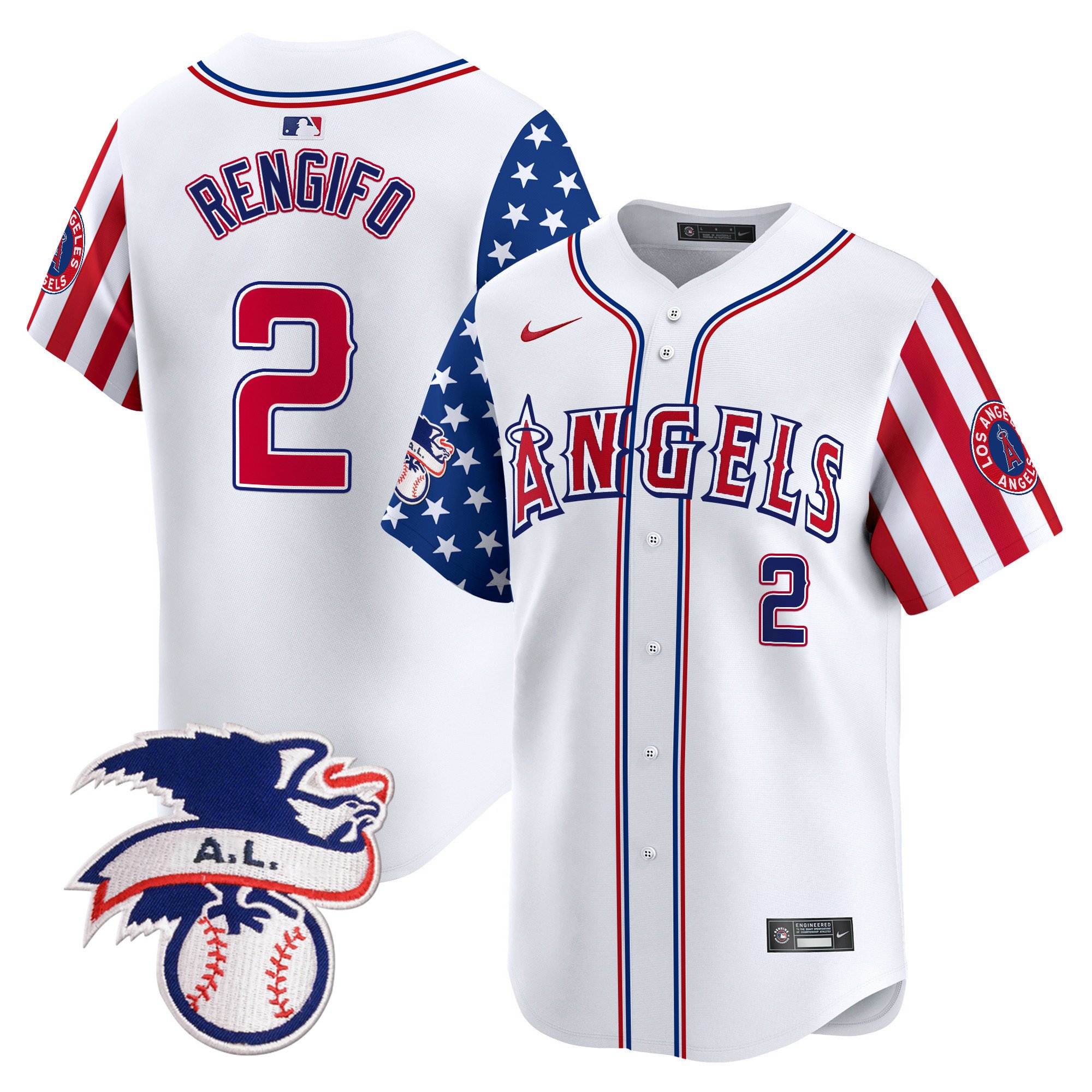 Men's Luis Rengifo Los Angeles Angels 2024 Fourth of July Vapor Premier Limited White Jersey - All Stitched