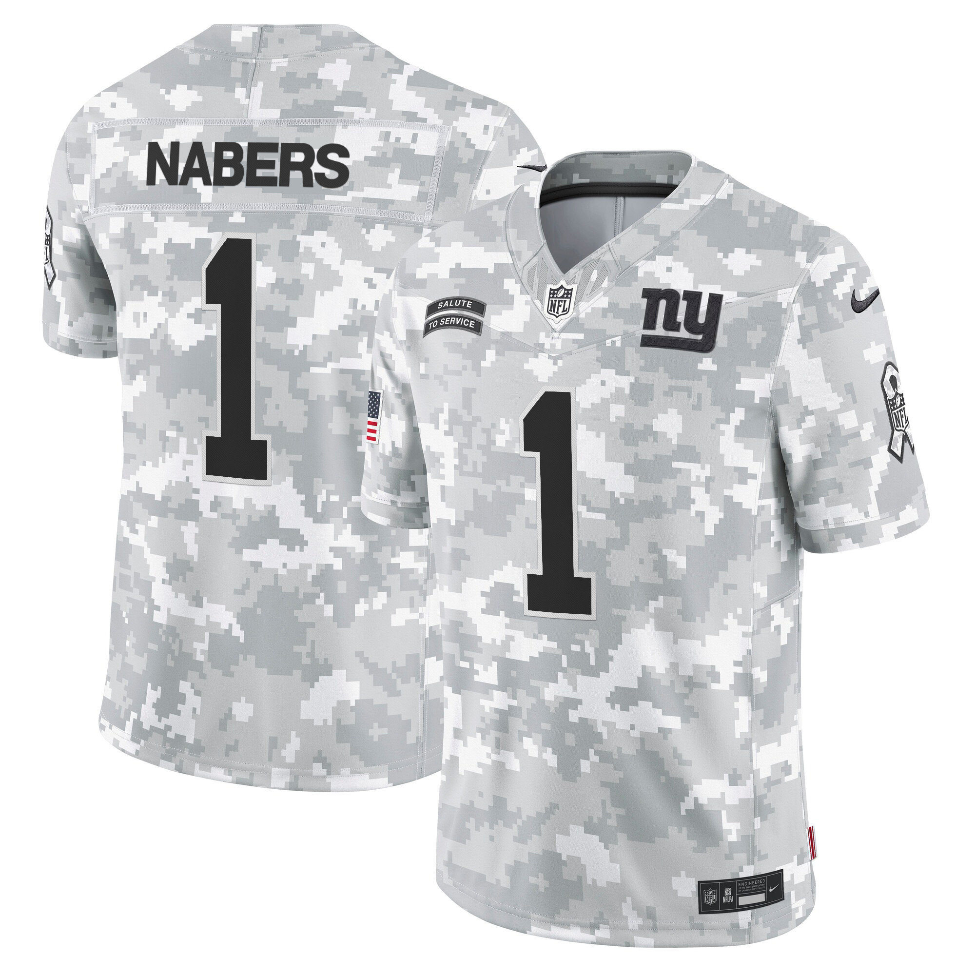 Men's Malik Nabers New York Giants 2024 Salute to Service Vapor Limited Jersey - Arctic Camo - All stitched