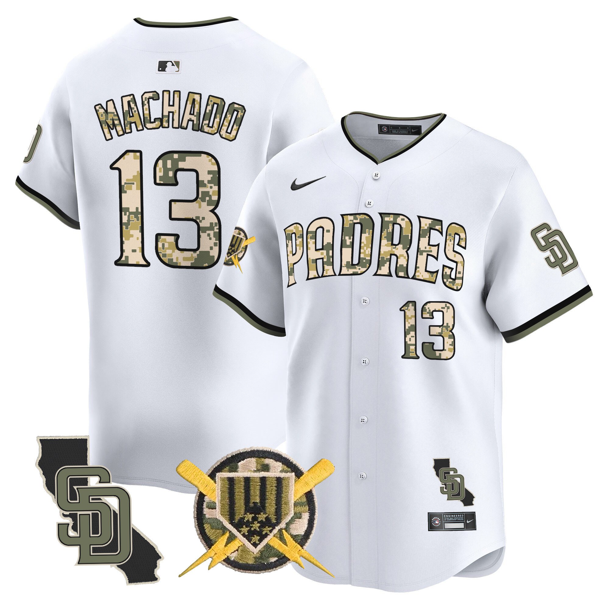Men's Manny Machado San Diego Padres Armed Forces Day Vapor Premier Limited White Jersey - All Stitched