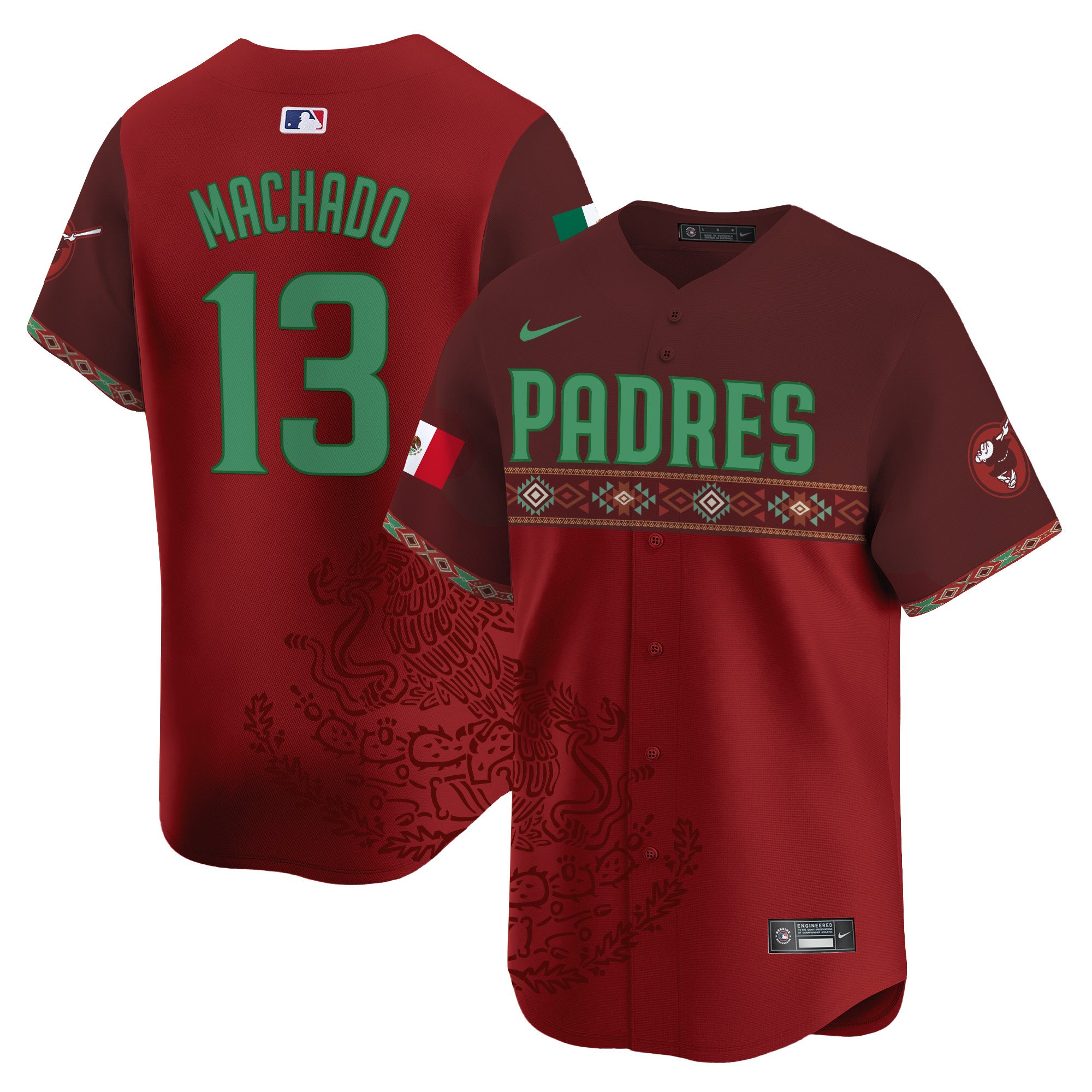Men's Manny Machado San Diego Padres Mexico Vapor Premier Limited Red Jersey - Printed