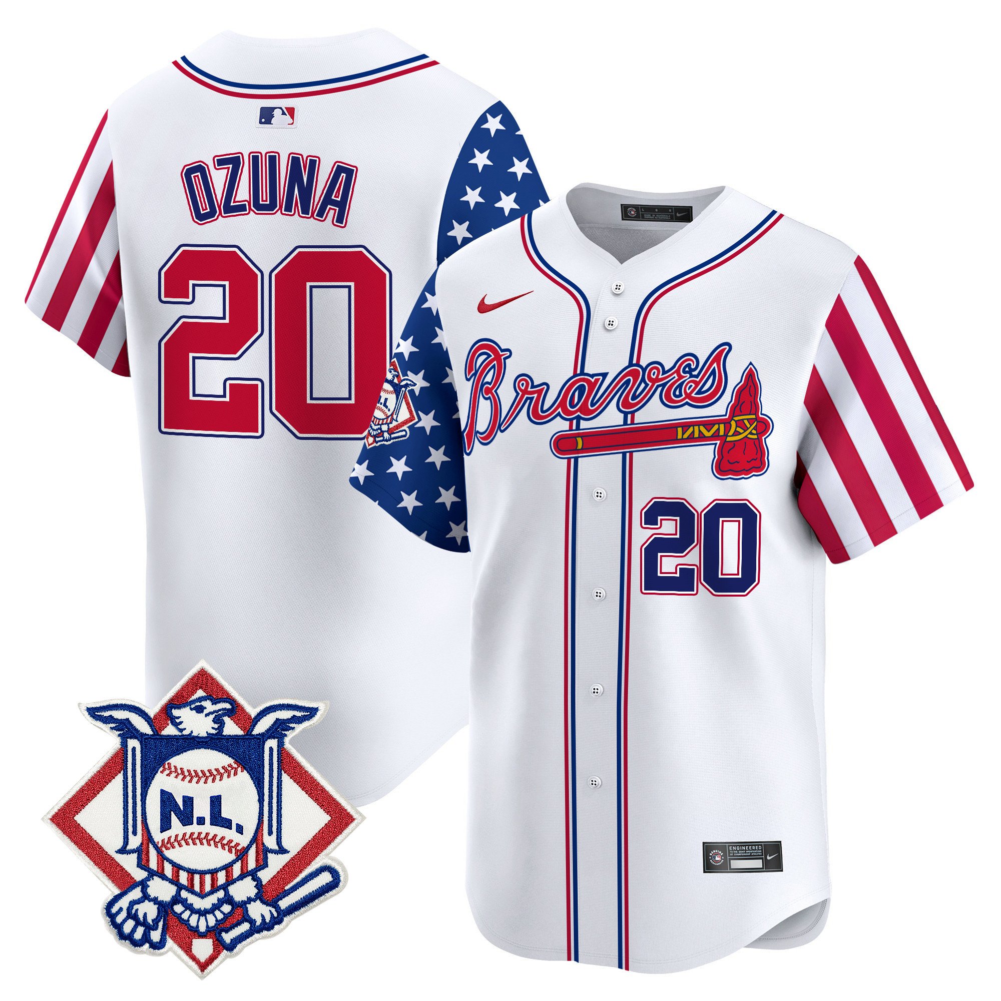 Men's Marcell Ozuna Atlanta Braves 2024 Fourth of July Vapor Premier Limited White Jersey V2 - All Stitched