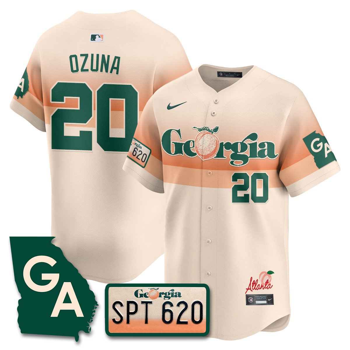 Men's Marcell Ozuna Atlanta Braves Peach Plates - Georgia Peaches Vapor Premier Limited Cream Jersey - Printed