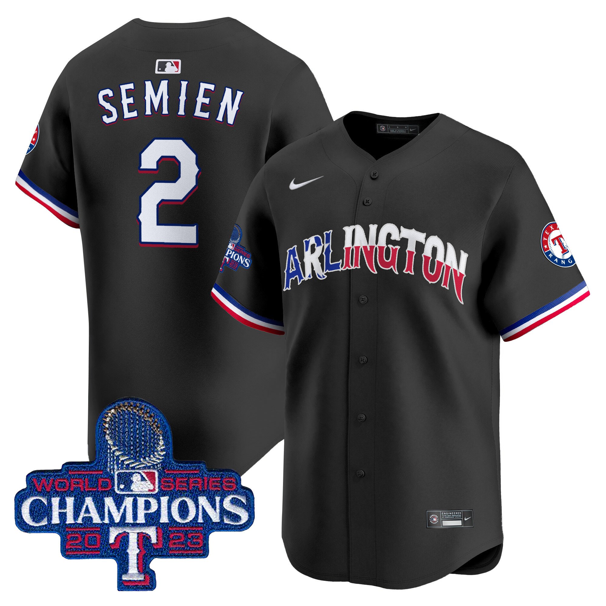 Men's Marcus Semien Texas Rangers Arlington Champions Vapor Premier Limited Black Jersey - All Stitched