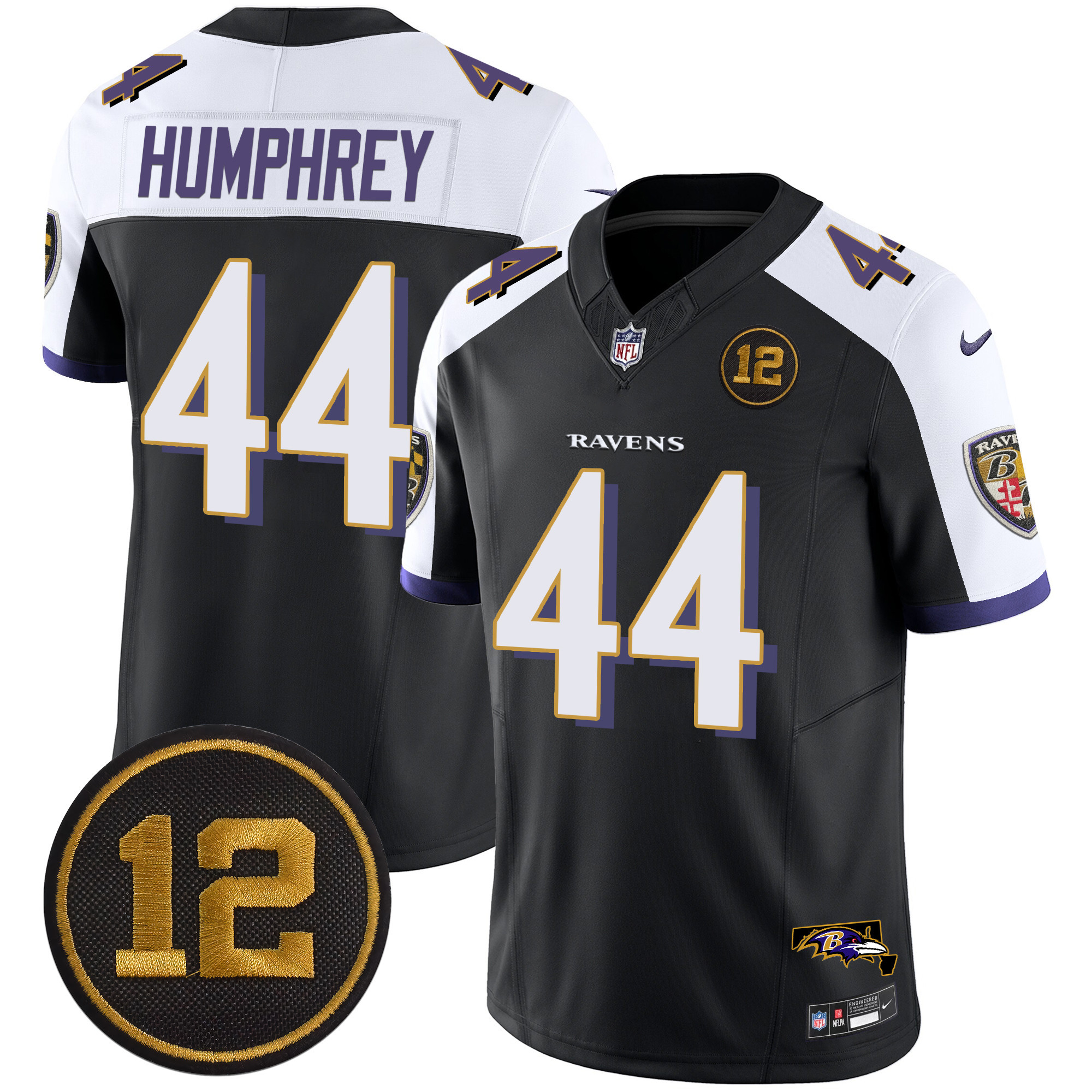 Men's Marlon Humphrey Baltimore Ravens Jacoby Jones Patch Vapor Limited Black Alternate Jersey - All Stitched