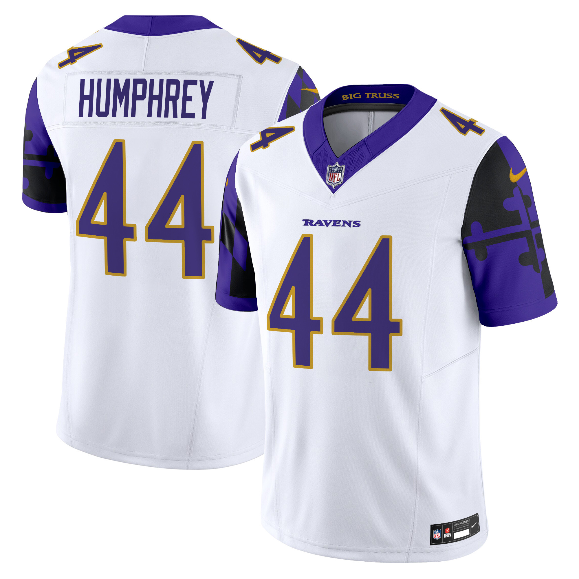 Men's Marlon Humphrey Baltimore Ravens Maryland Flag Vapor Limited White Jersey - All Stitched