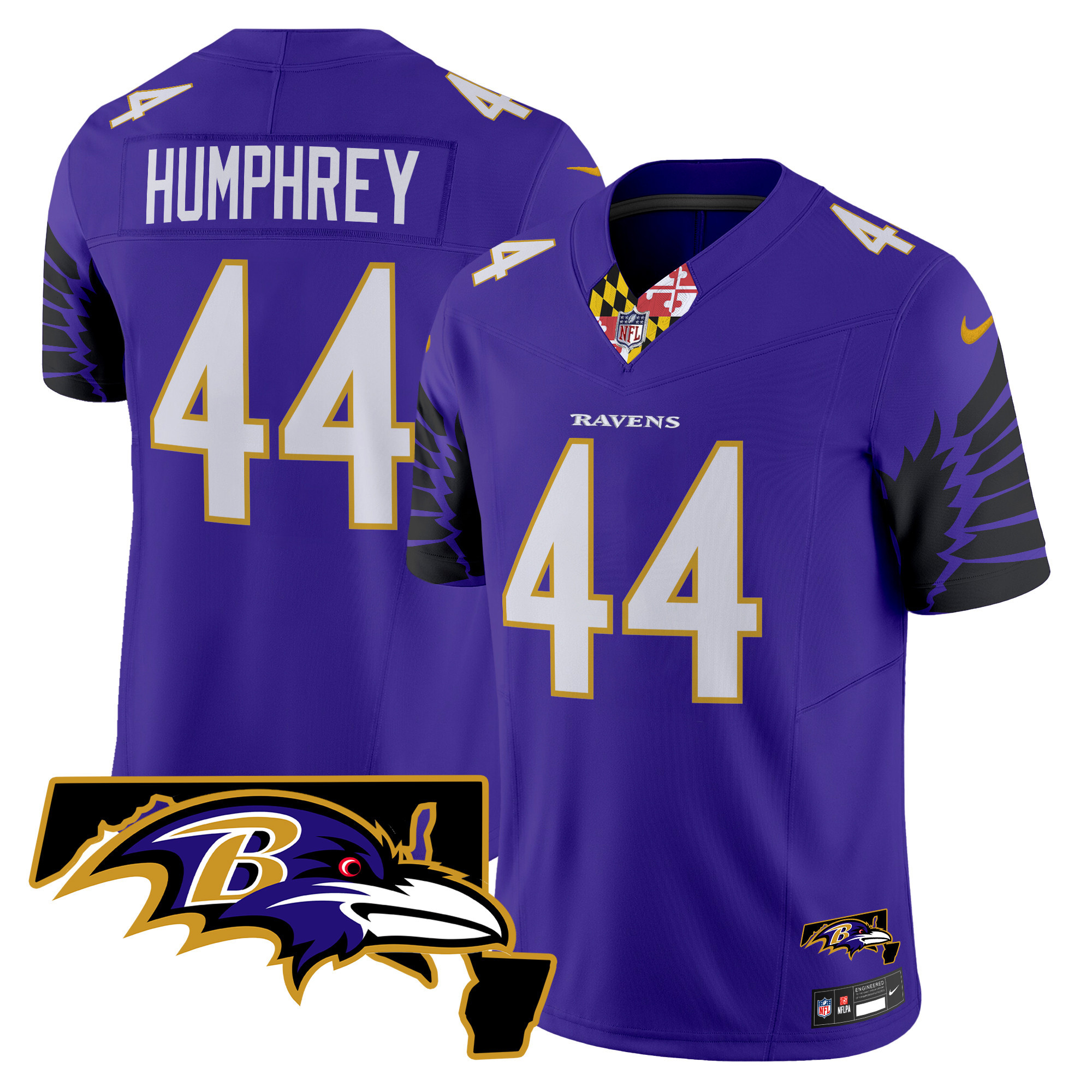 Men's Marlon Humphrey Baltimore Ravens Maryland Patch Vapor Limited Purple Jersey V2 - All Stitched