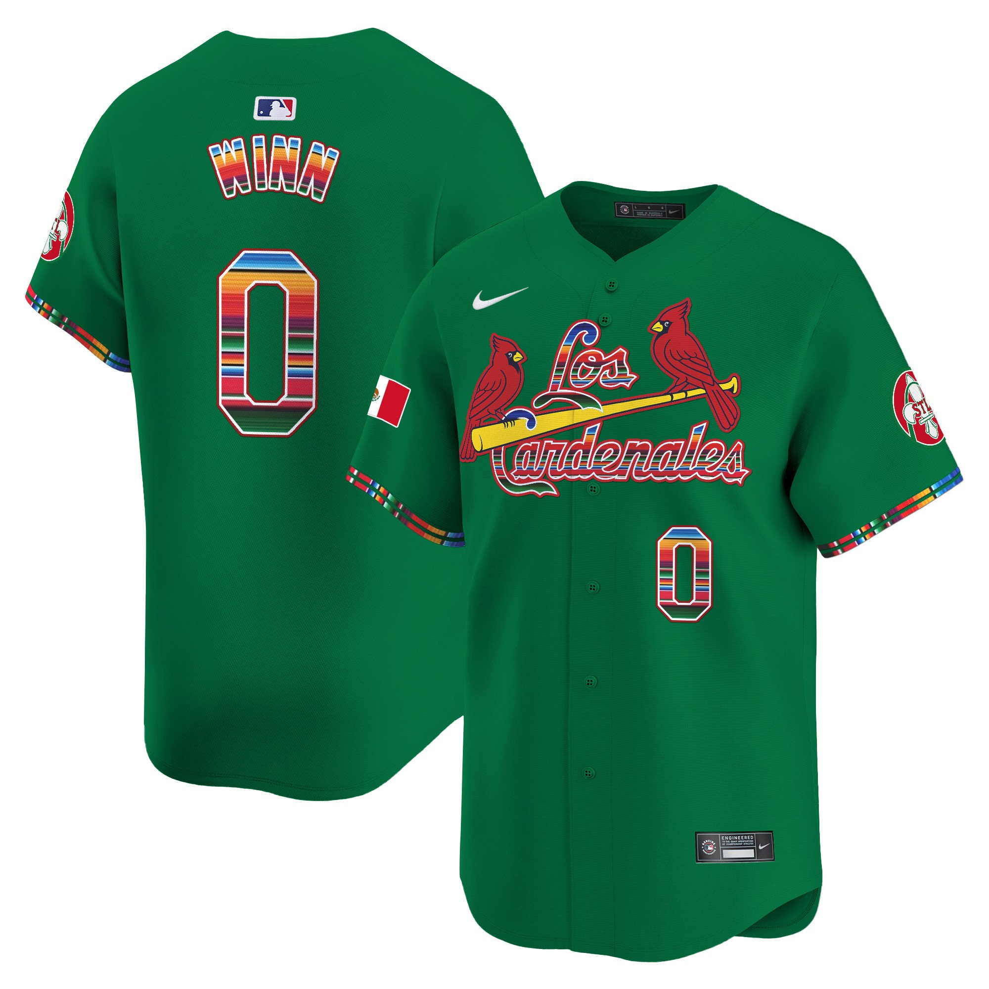 Men's Masyn Winn St. Louis Cardinals Fiesta Cardenales Vapor Premier Limited Green Jersey - All Stitched