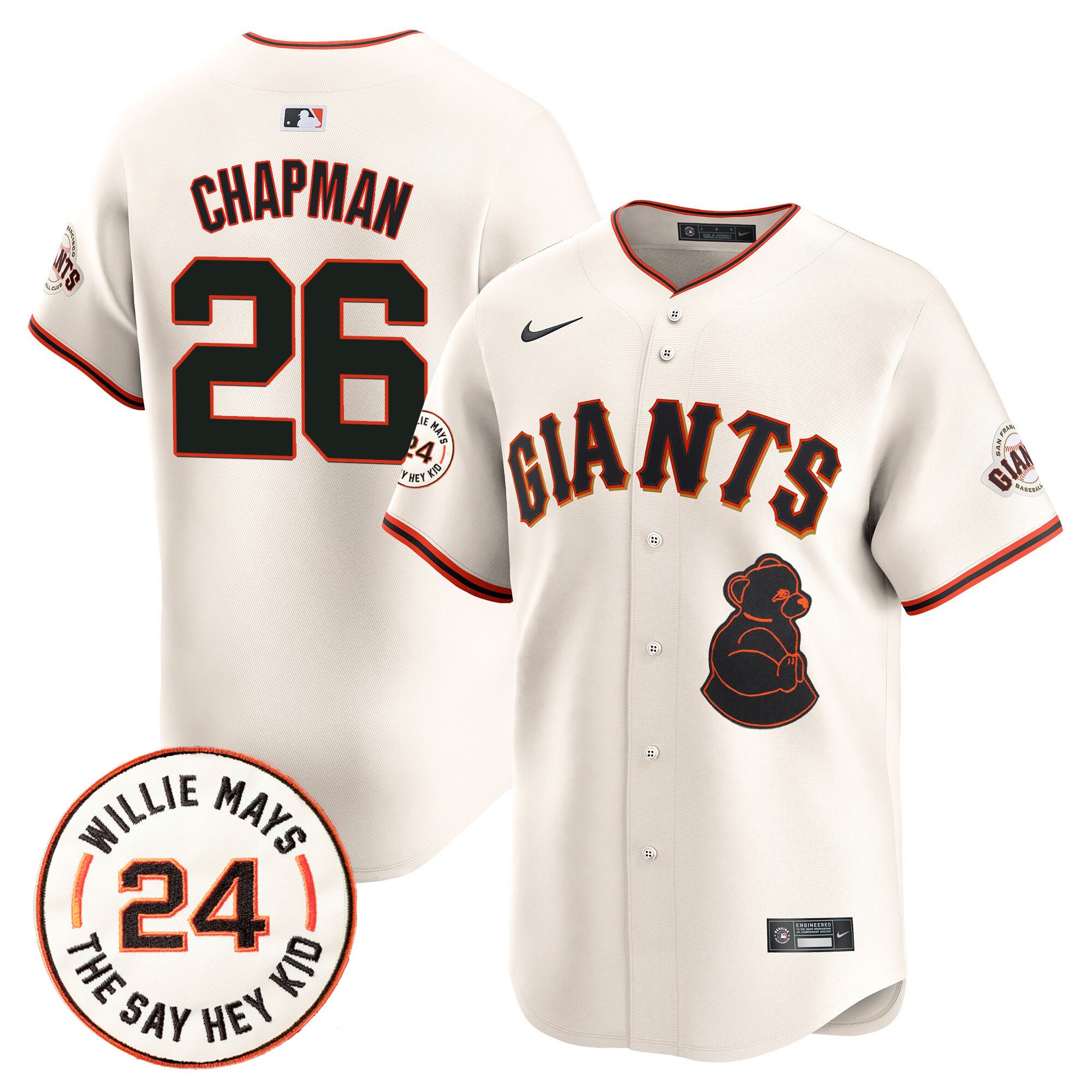 Men's Matt Chapman San Francisco Giants 2024 Willie Mays Patch Vapor Premier Limited Cream Jersey V4 - All Stitched