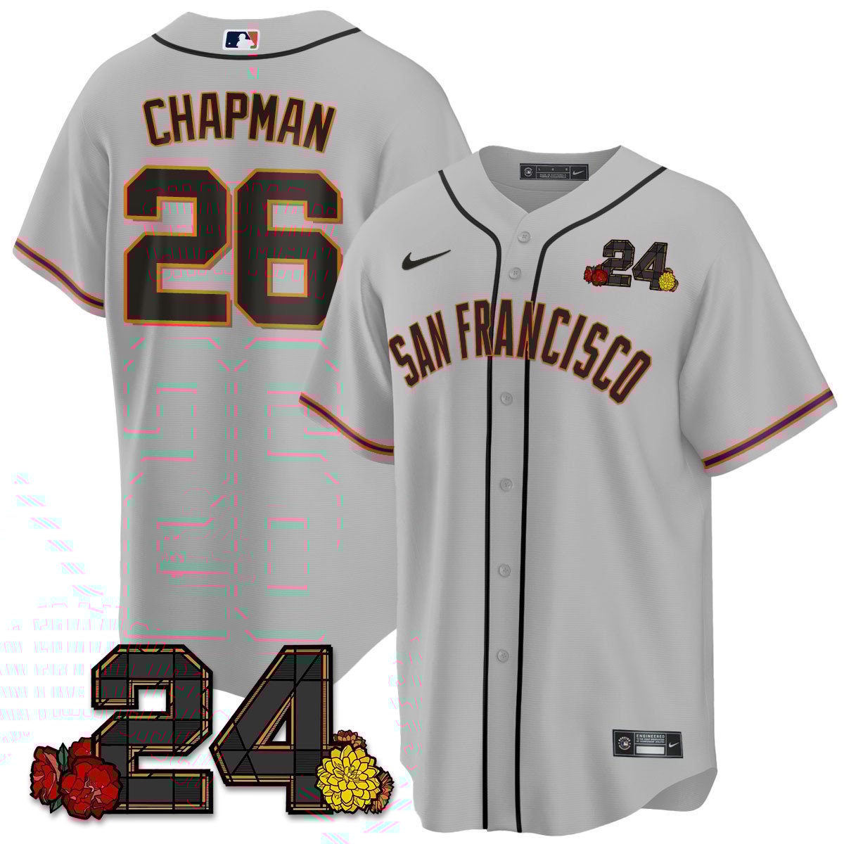 Men's Matt Chapman San Francisco Giants 2024 Willie Mays Patch Vapor Premier Limited Gray Jersey V2 - All Stitched