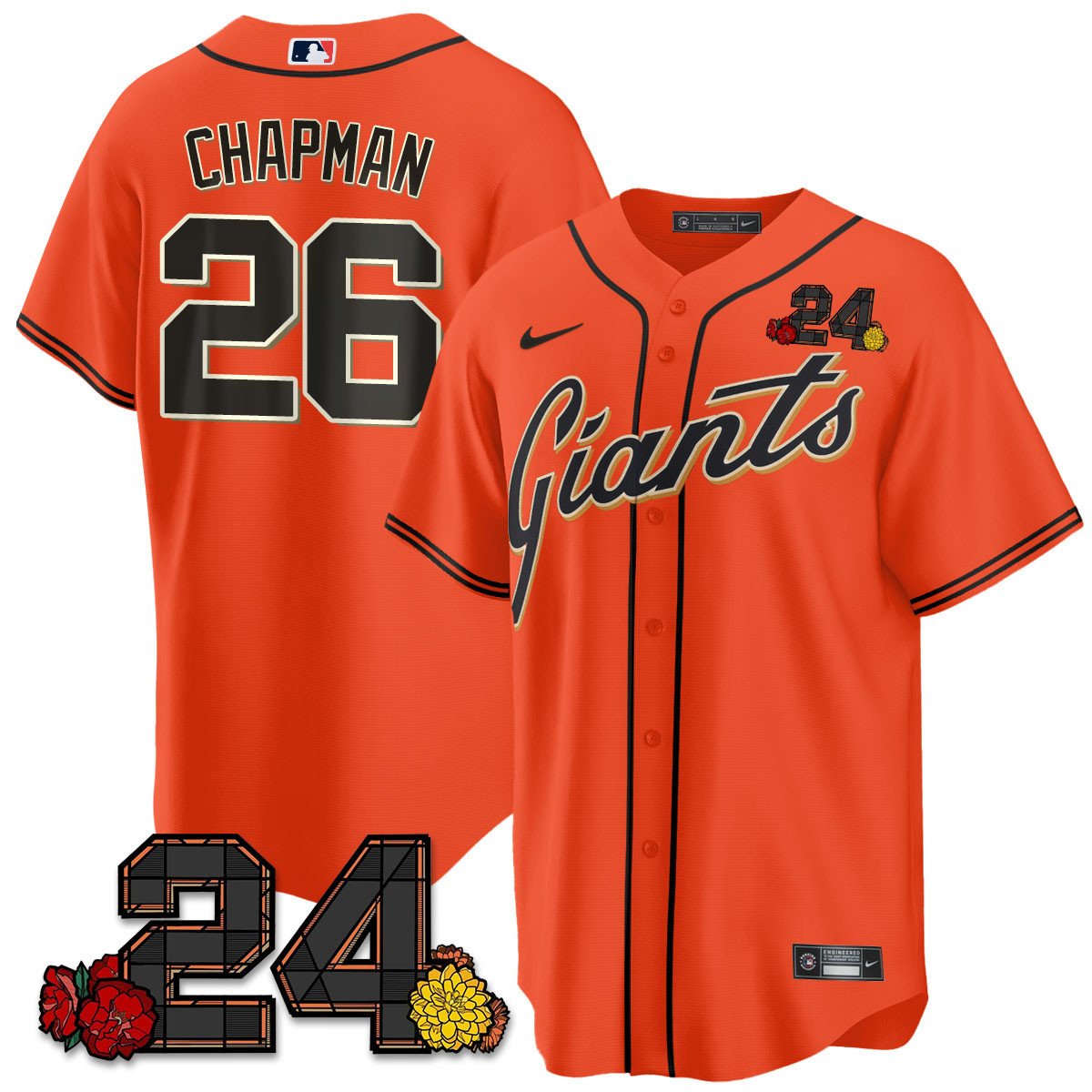Men's Matt Chapman San Francisco Giants 2024 Willie Mays Patch Vapor Premier Limited Orange Jersey V2 - All Stitched