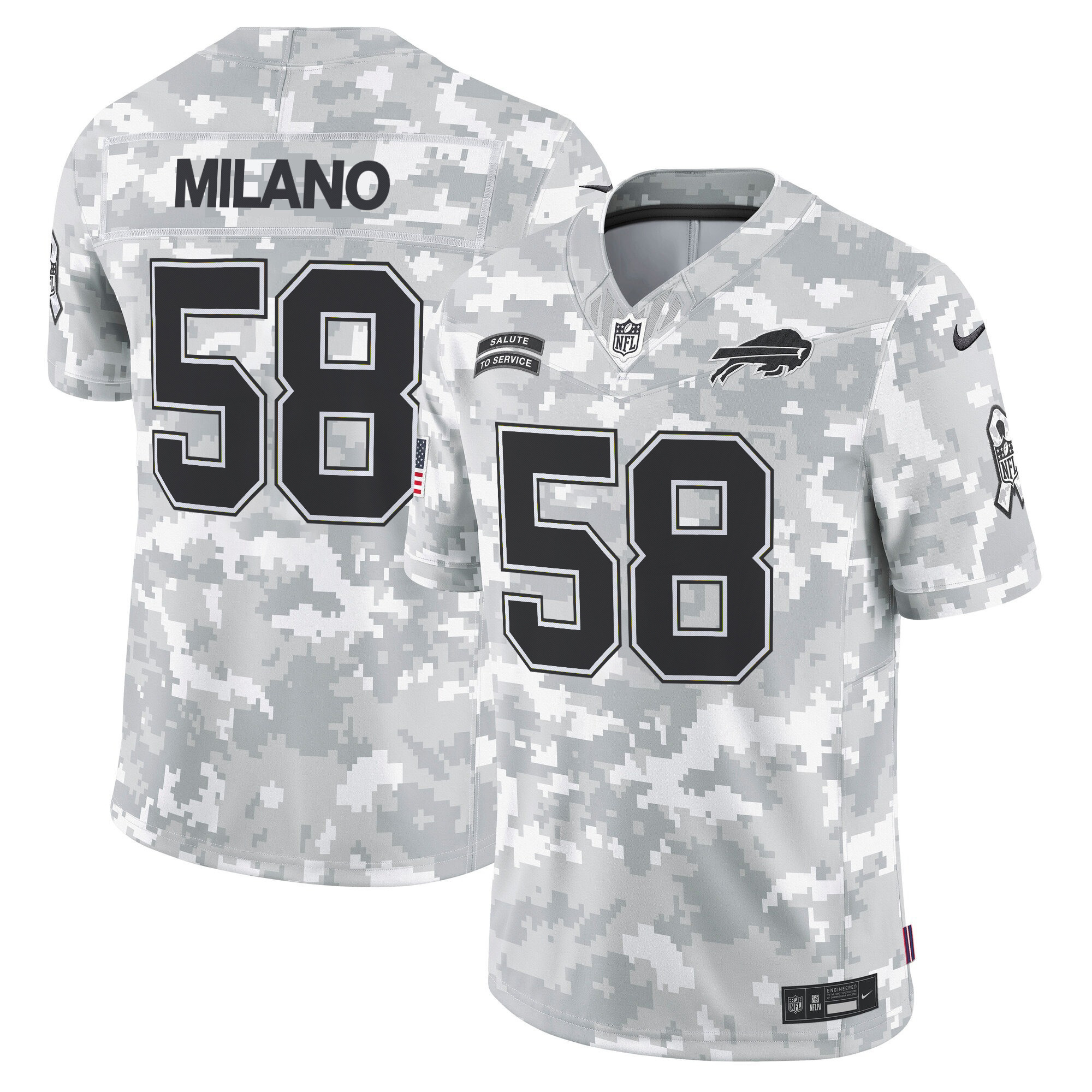 Men's Matt Milano Buffalo Bills 2024 Salute to Service Vapor Limited Jersey - Arctic Camo - All Stitched