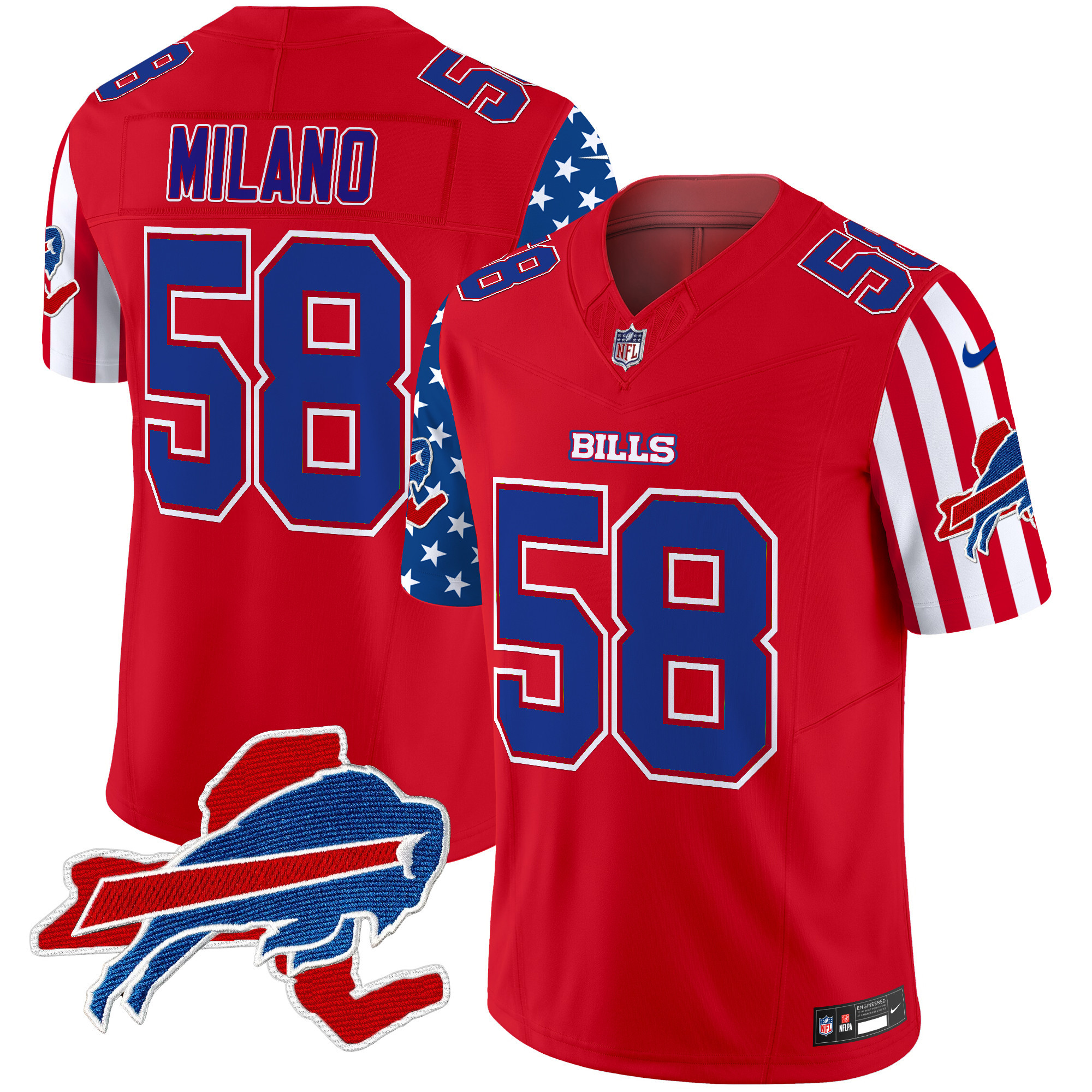 Men's Matt Milano Buffalo Bills American Style Vapor Limited Red Jersey - All Stitched