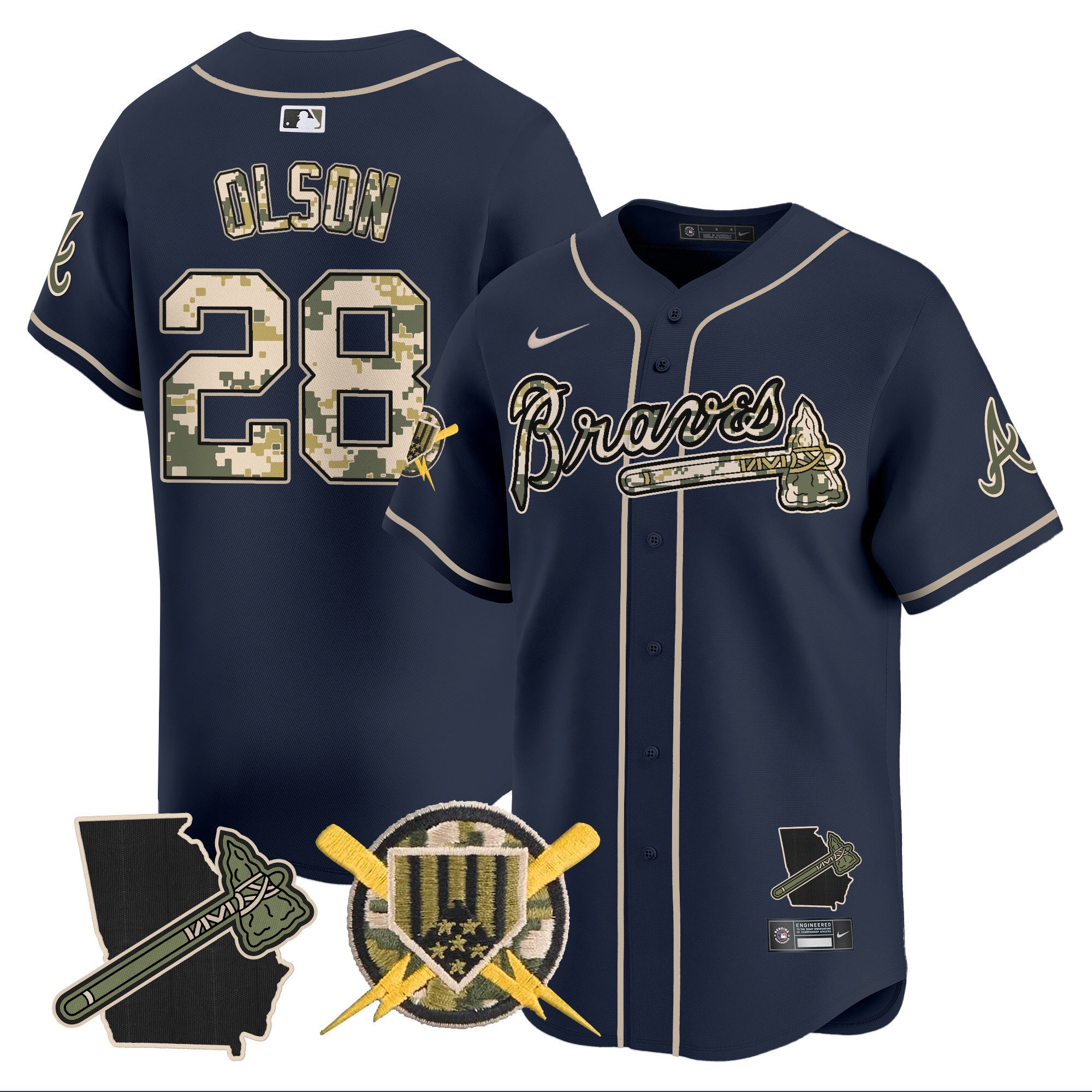 Men's Matt Olson Atlanta Braves Armed Forces Day Vapor Premier Limited Navy Jersey - All Stitched