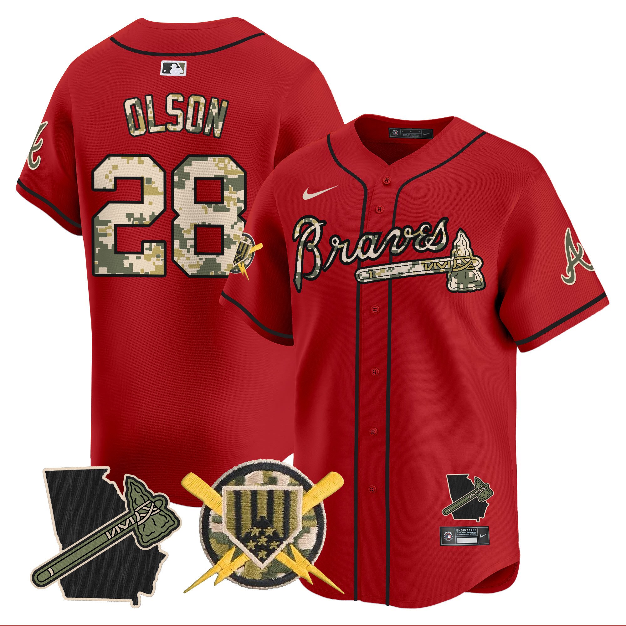 Men's Matt Olson Atlanta Braves Armed Forces Day Vapor Premier Limited Red Jersey - All Stitched
