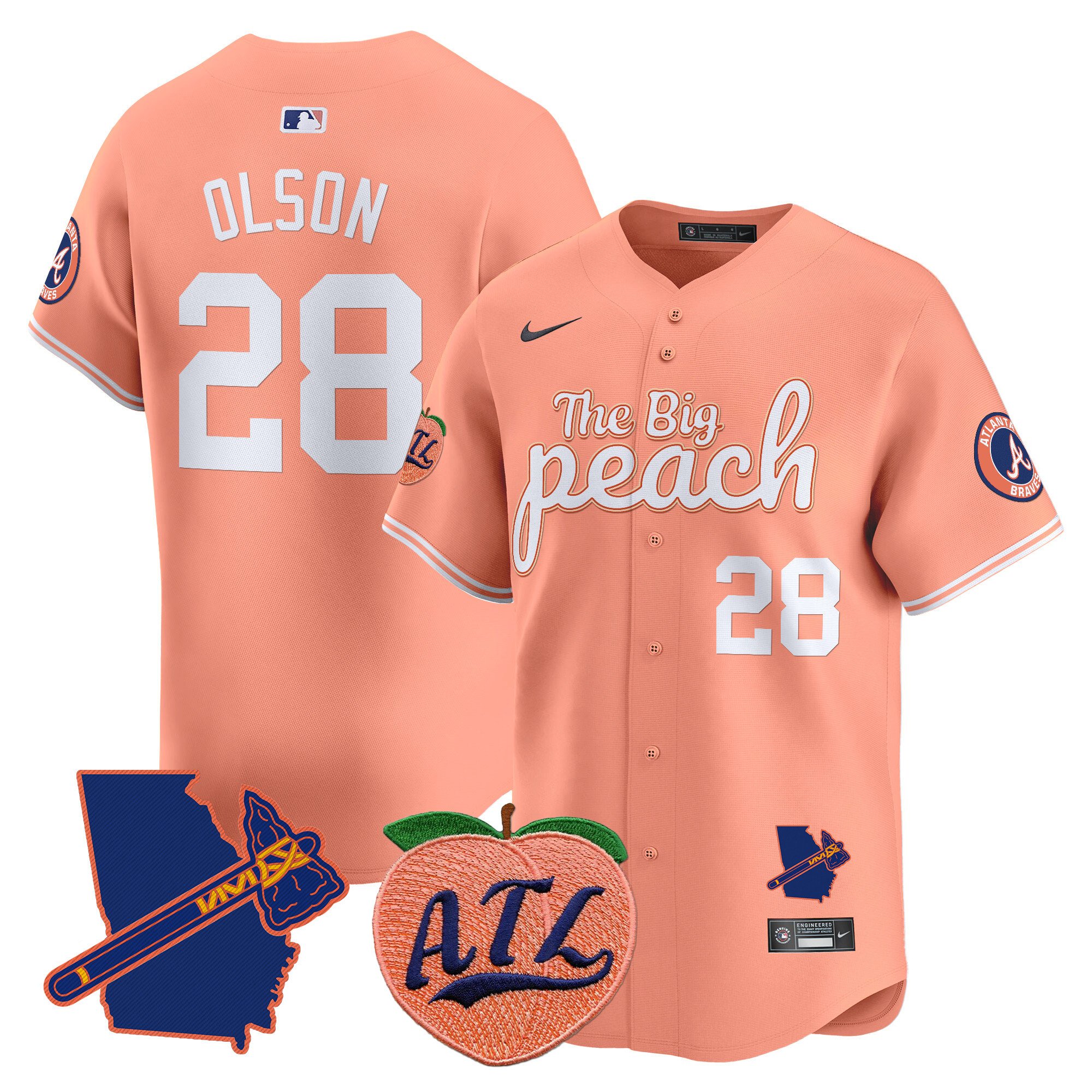 Men's Matt Olson Atlanta Braves The Big Peach Vapor Premier Limited Peach Jersey - All Stitched