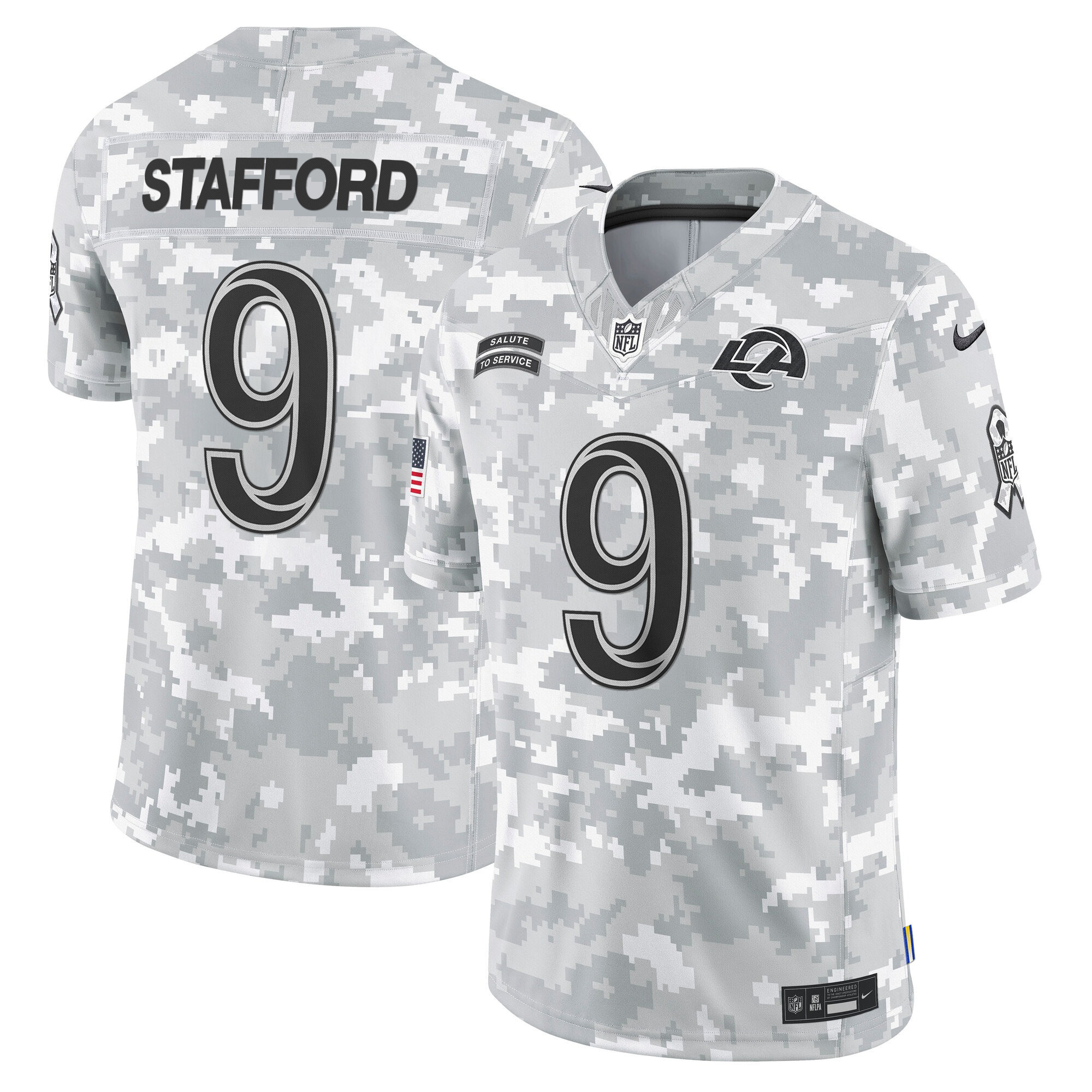 Men's Matthew Stafford Los Angeles Rams 2024 Salute to Service Vapor Limited Jersey - Arctic Camo - All Stitched