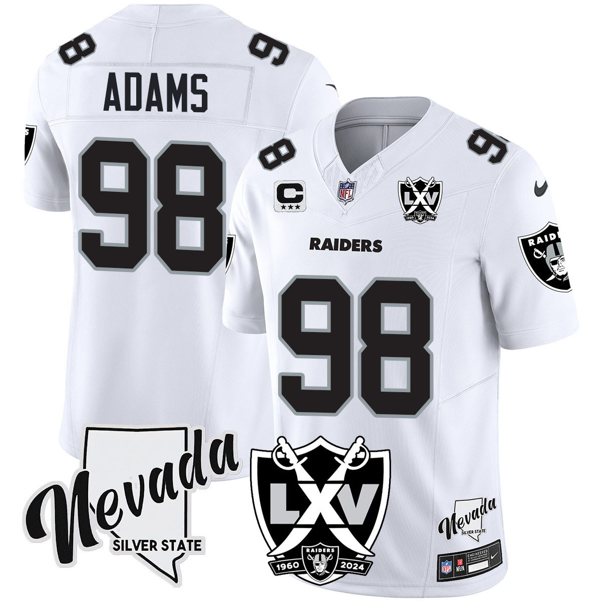 Men's Maxx Crosby Las Vegas Raiders 2024 Vapor Limited White Limited Jersey - 65th Anniversary - All Stitched