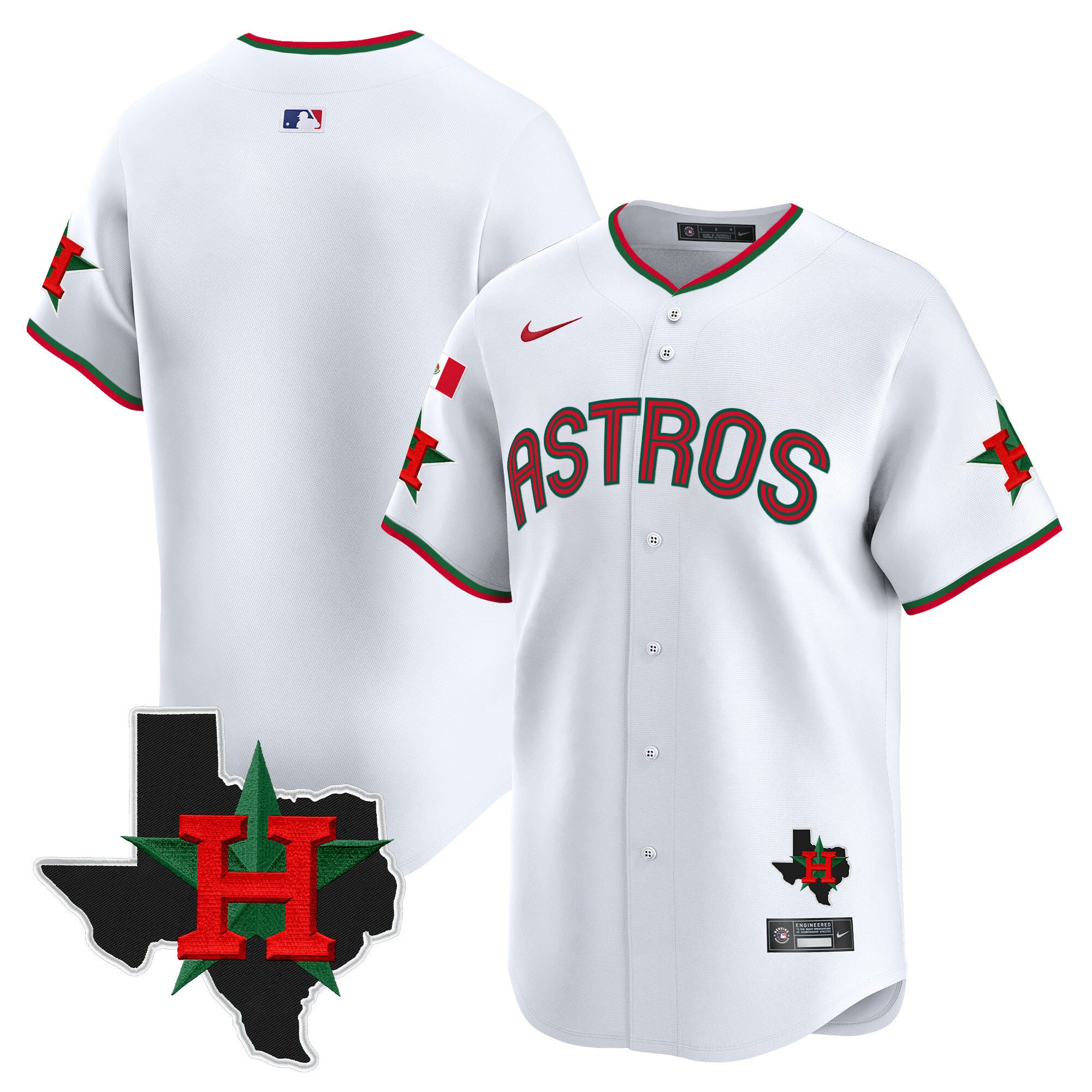 Men's Mexico Texas Patch Vapor Premier Limited White Houston Astros Jersey V3 - All Stitched