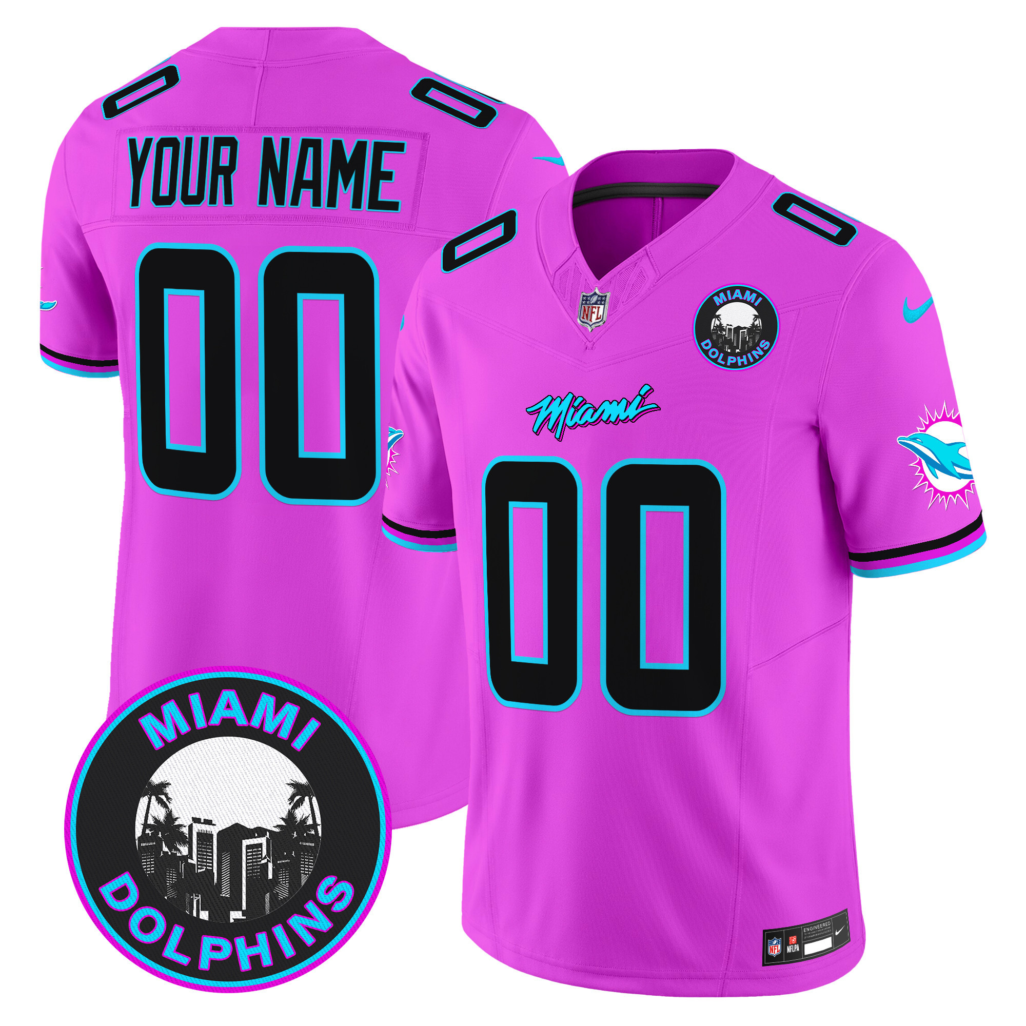 Men's Miami Dolphins "Miami Vice" Vapor Limited Custom Pink Jersey V3 - All Stitched