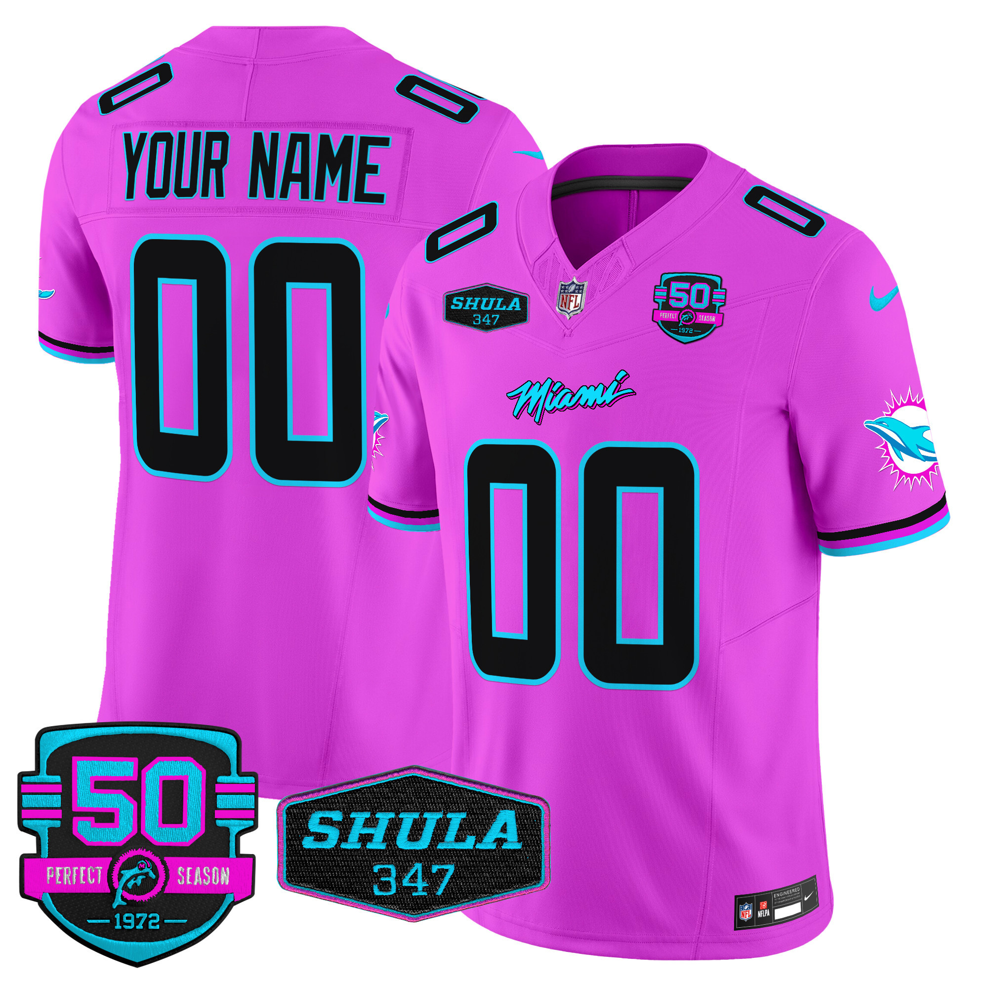Men's Miami Dolphins "Miami Vice" Vapor Limited Custom Pink Jersey V4 - All Stitched