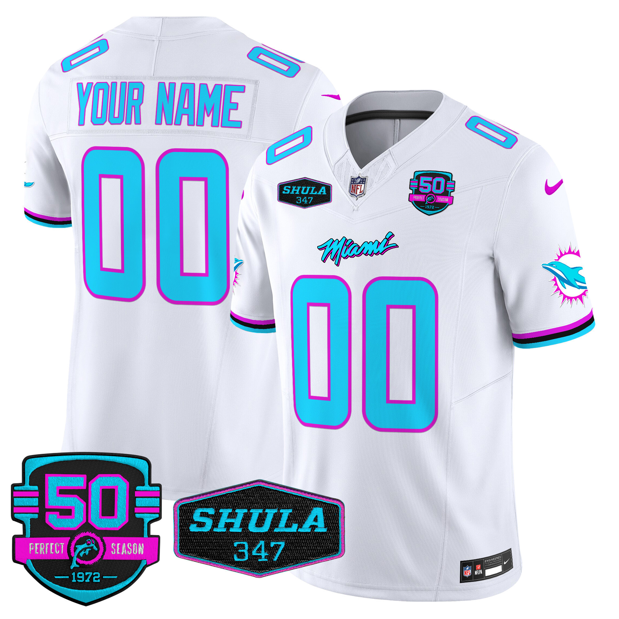 Men's Miami Dolphins "Miami Vice" Vapor Limited Custom White Jersey V4 - All Stitched