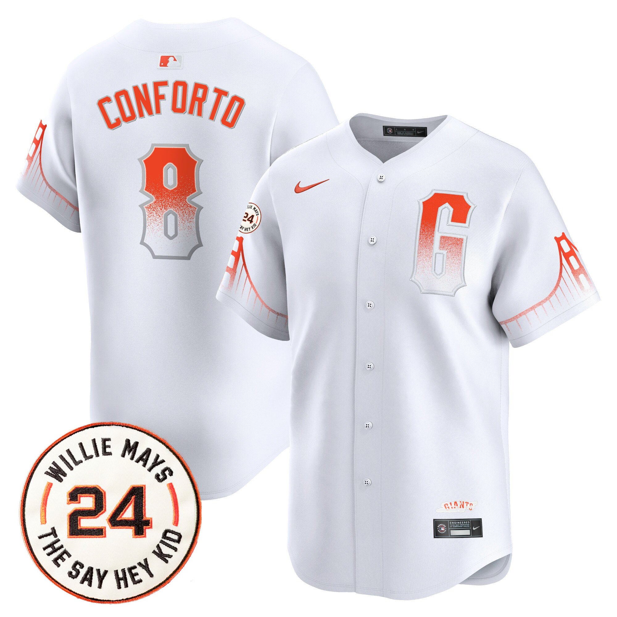 Men's Michael Conforto San Francisco Giants 2024 Willie Mays Patch Vapor Premier Limited City Connect Jersey V6 - All Stitched