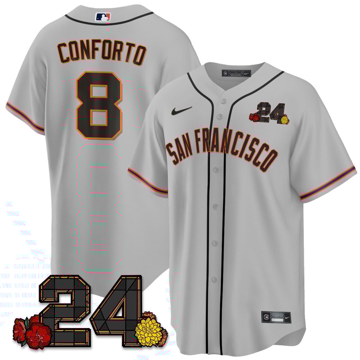 Men's Michael Conforto San Francisco Giants 2024 Willie Mays Patch Vapor Premier Limited Gray Jersey V2 - All Stitched