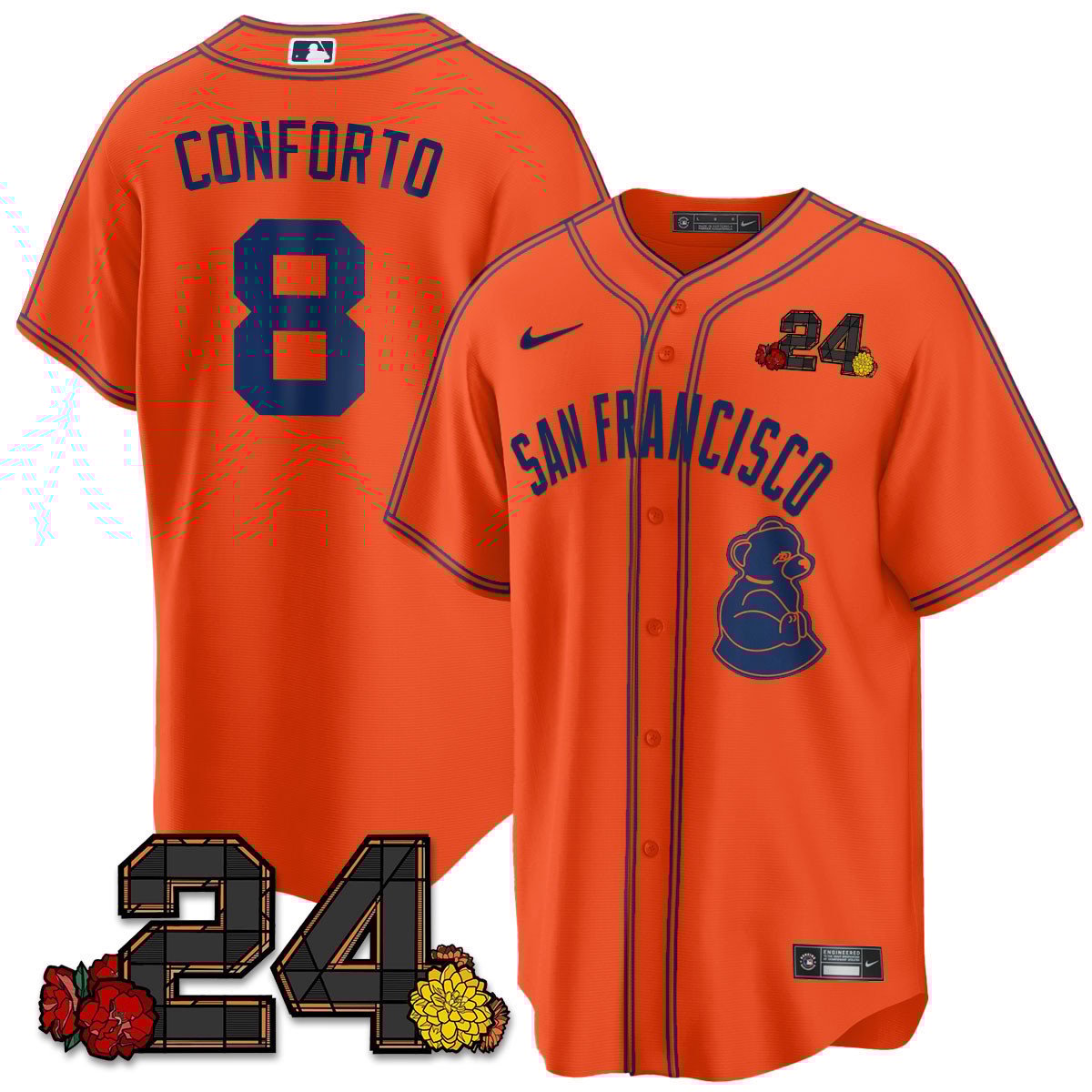 Men's Michael Conforto San Francisco Giants 2024 Willie Mays Patch Vapor Premier Limited Orange Limited Jersey V2 - All Stitched