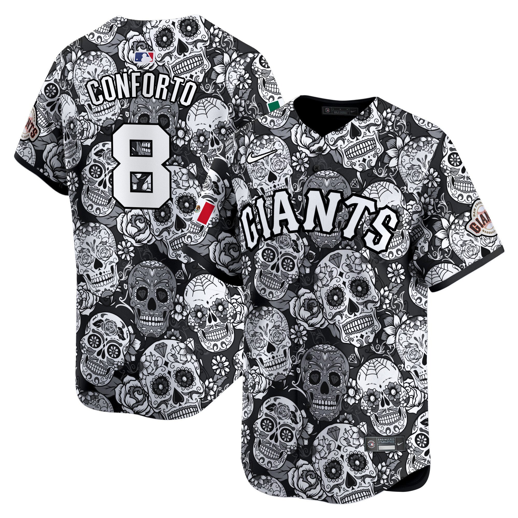 Men's Michael Conforto San Francisco Giants Sugar Skull Mexico Vapor Premier Limited Black Jersey - Printed