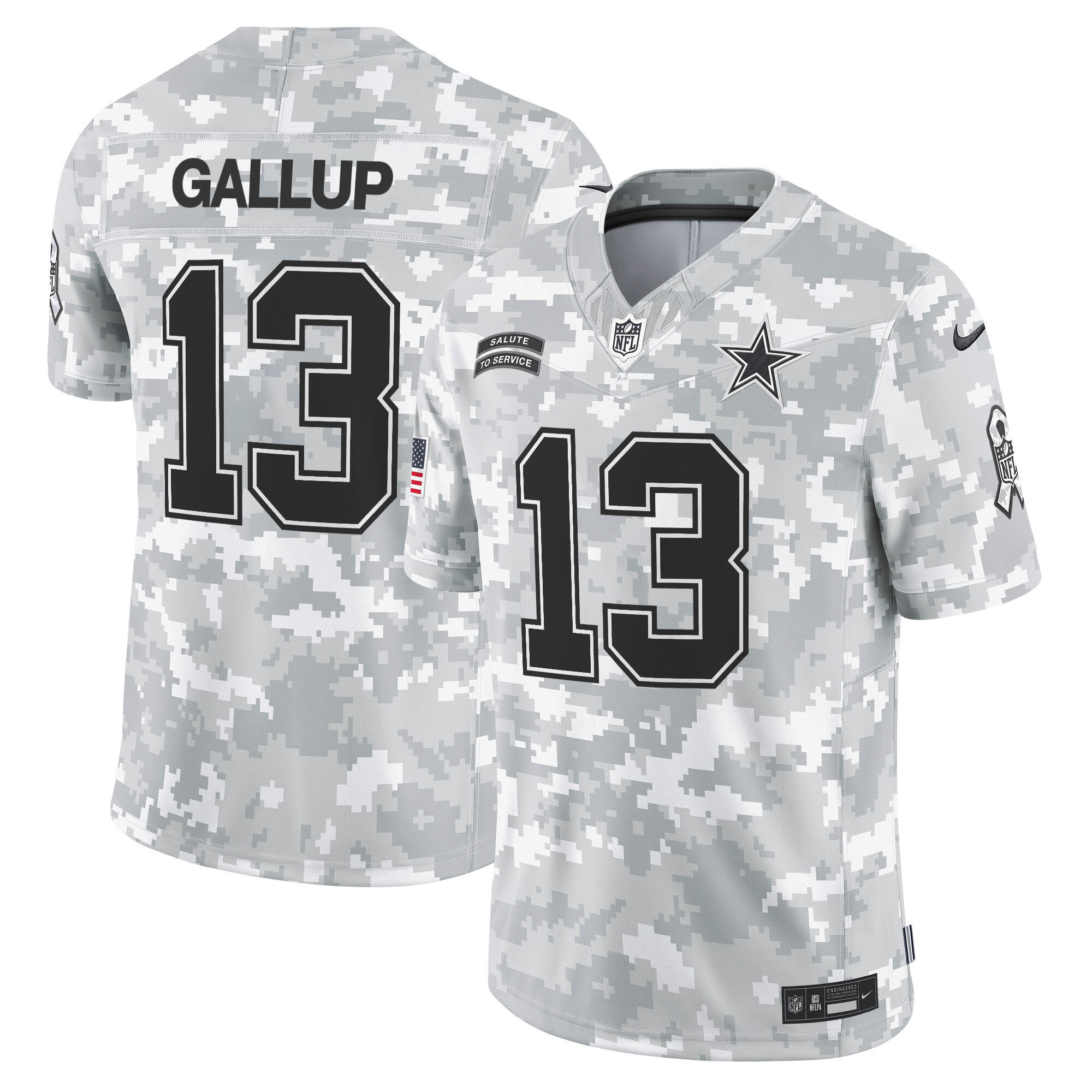 Men's Michael Gallup Dallas Cowboys 2024 Salute to Service Vapor Limited Arctic Camo Jersey - All stitched